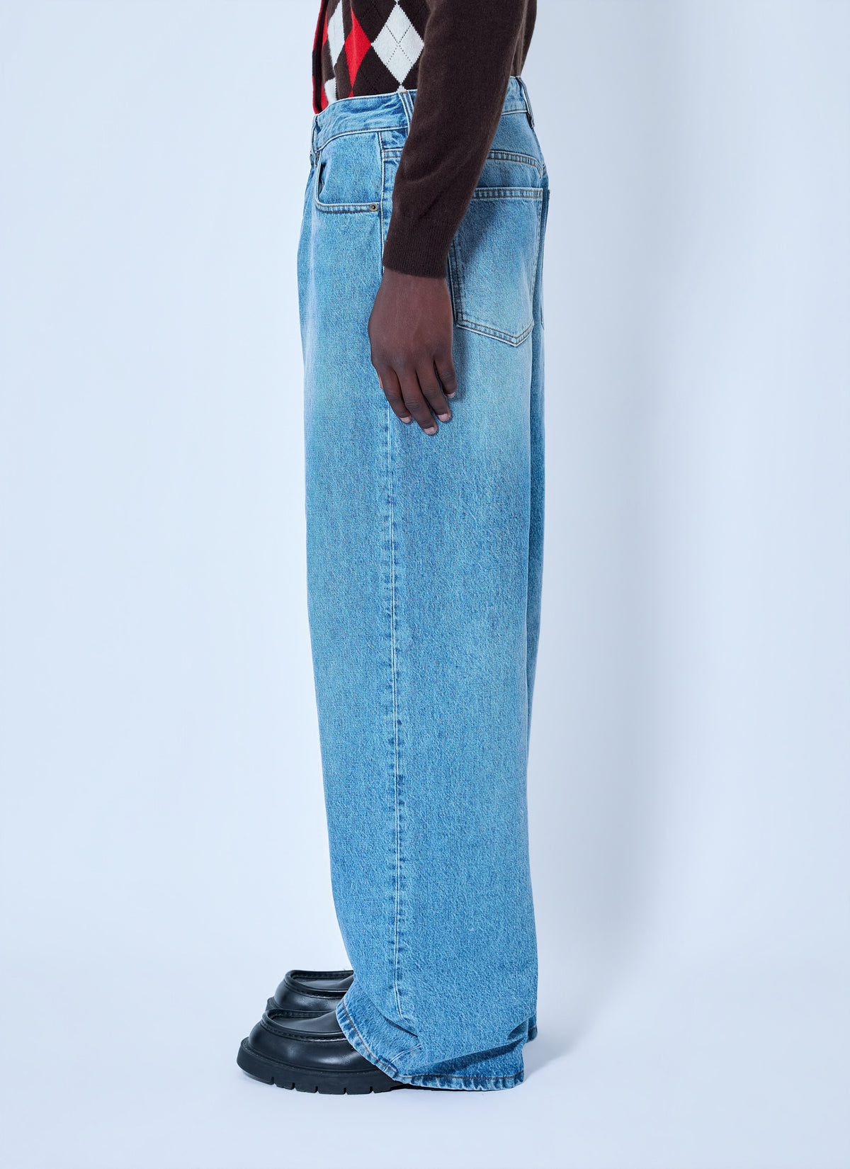 Miu Miu Men Five-Pocket Washed Denim Jeans MIU MIU