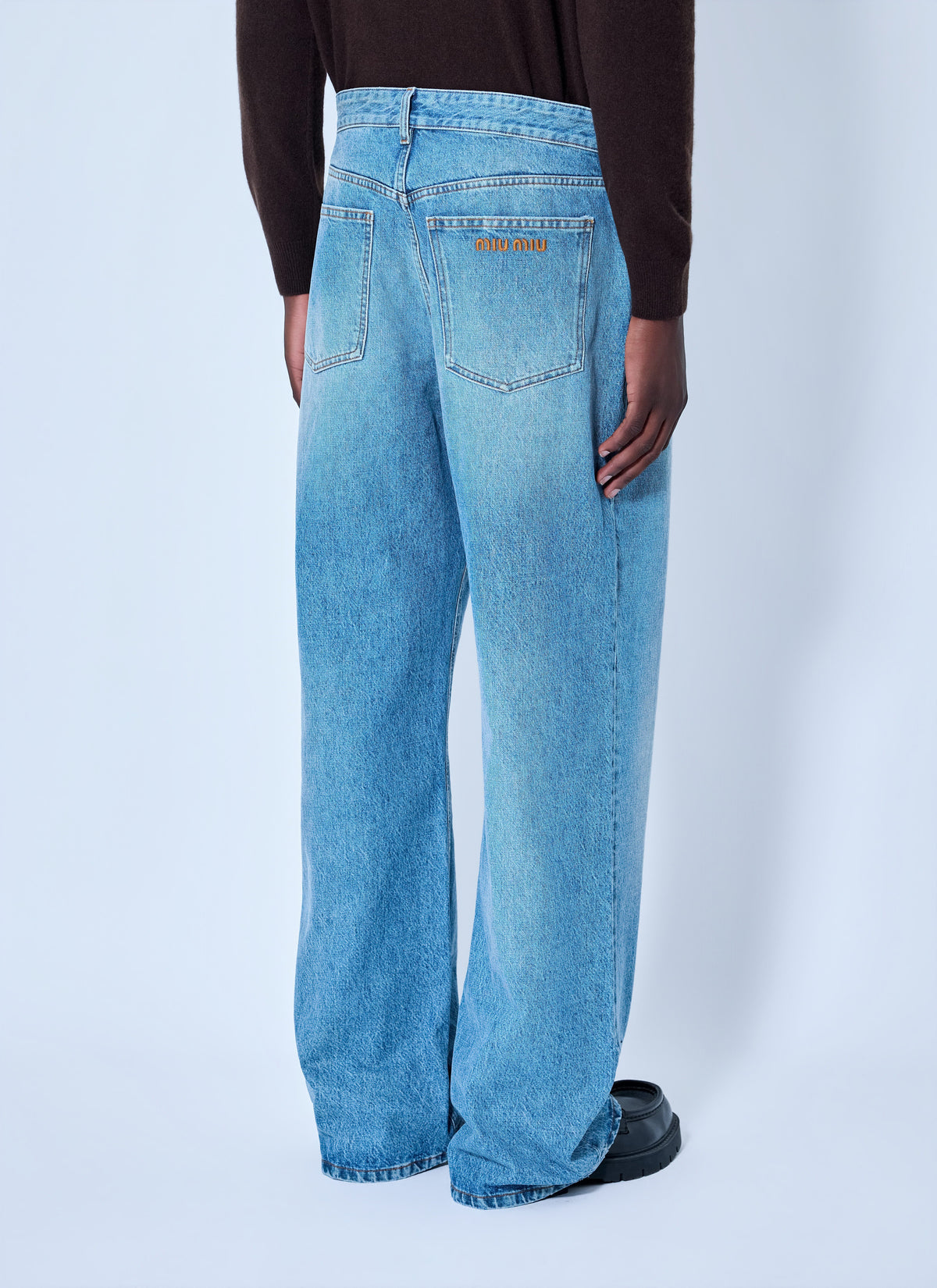 Miu Miu Men Five-Pocket Washed Denim Jeans MIU MIU