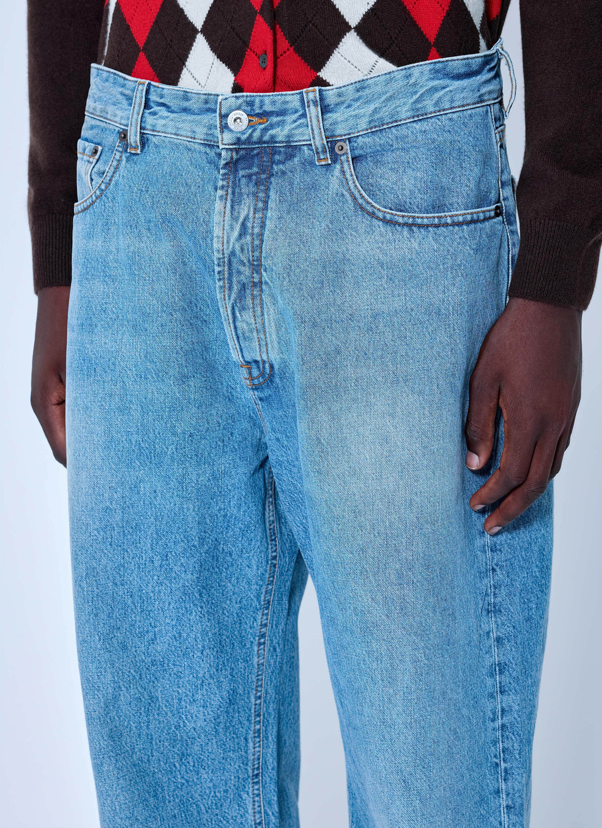 Miu Miu Men Five-Pocket Washed Denim Jeans MIU MIU