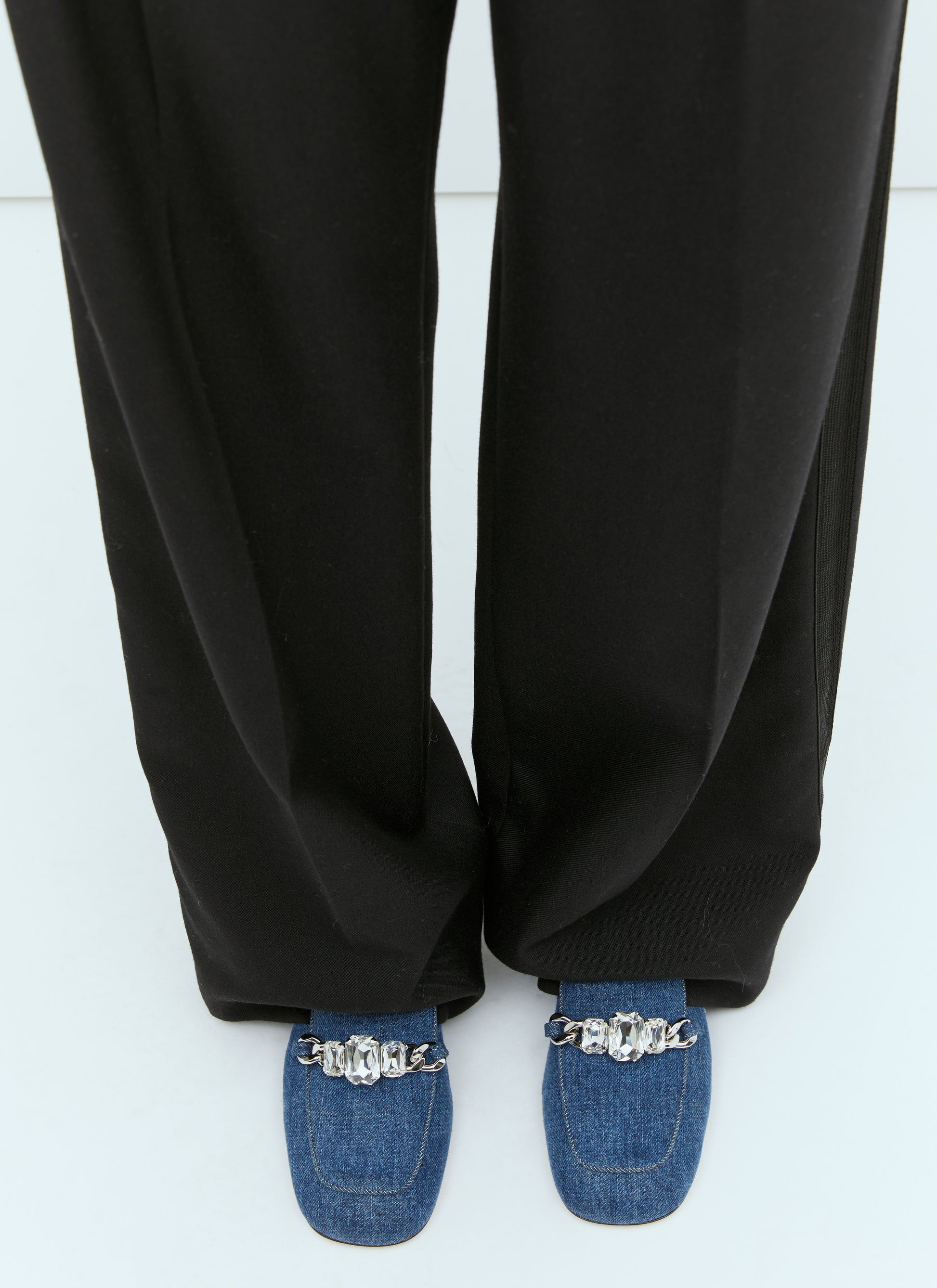 Miu Miu Women Crystal Embellished Denim Pumps MIU MIU
