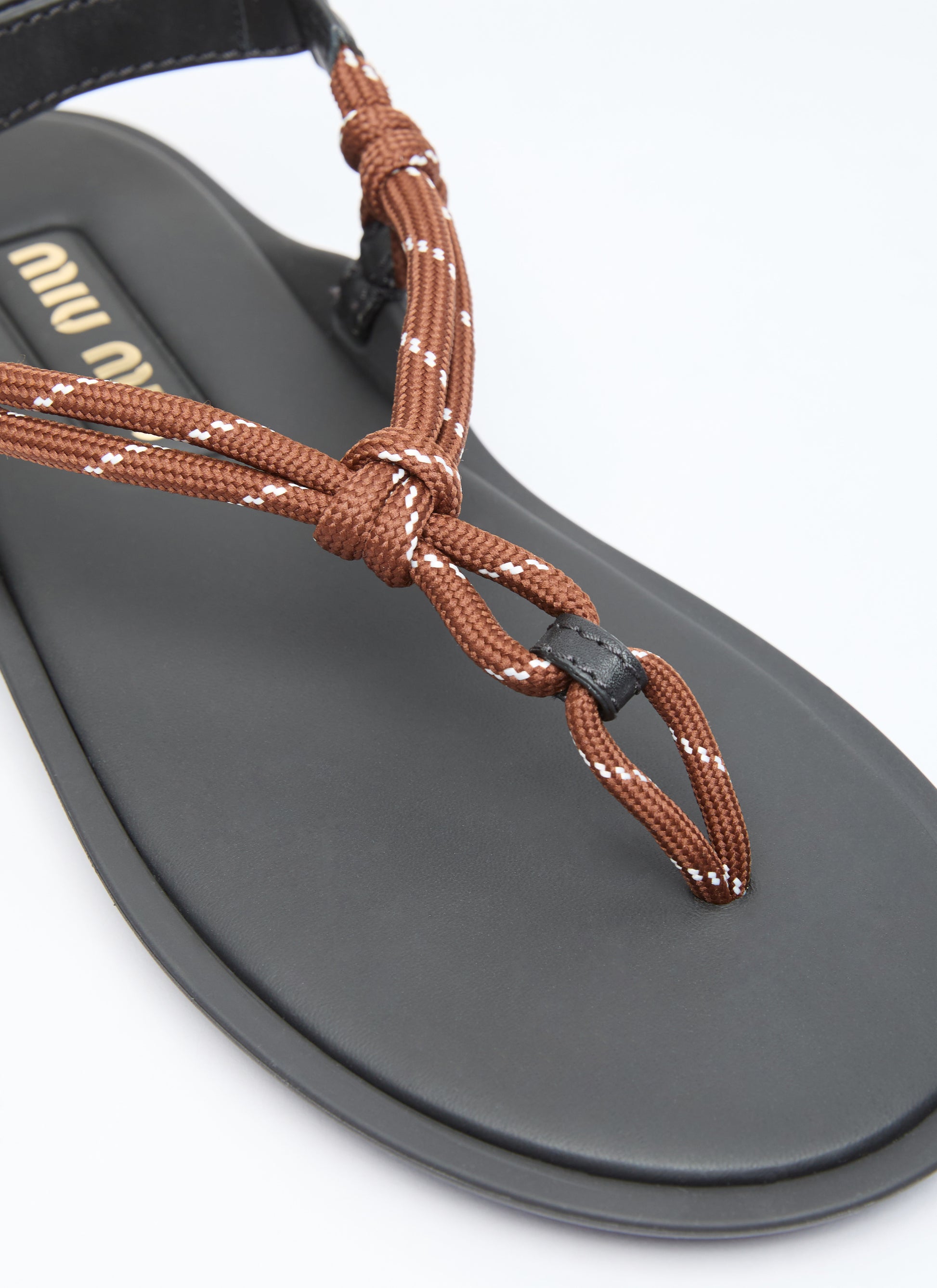 Miu Miu Women Riviere Cord And Leather Sandals MIU MIU
