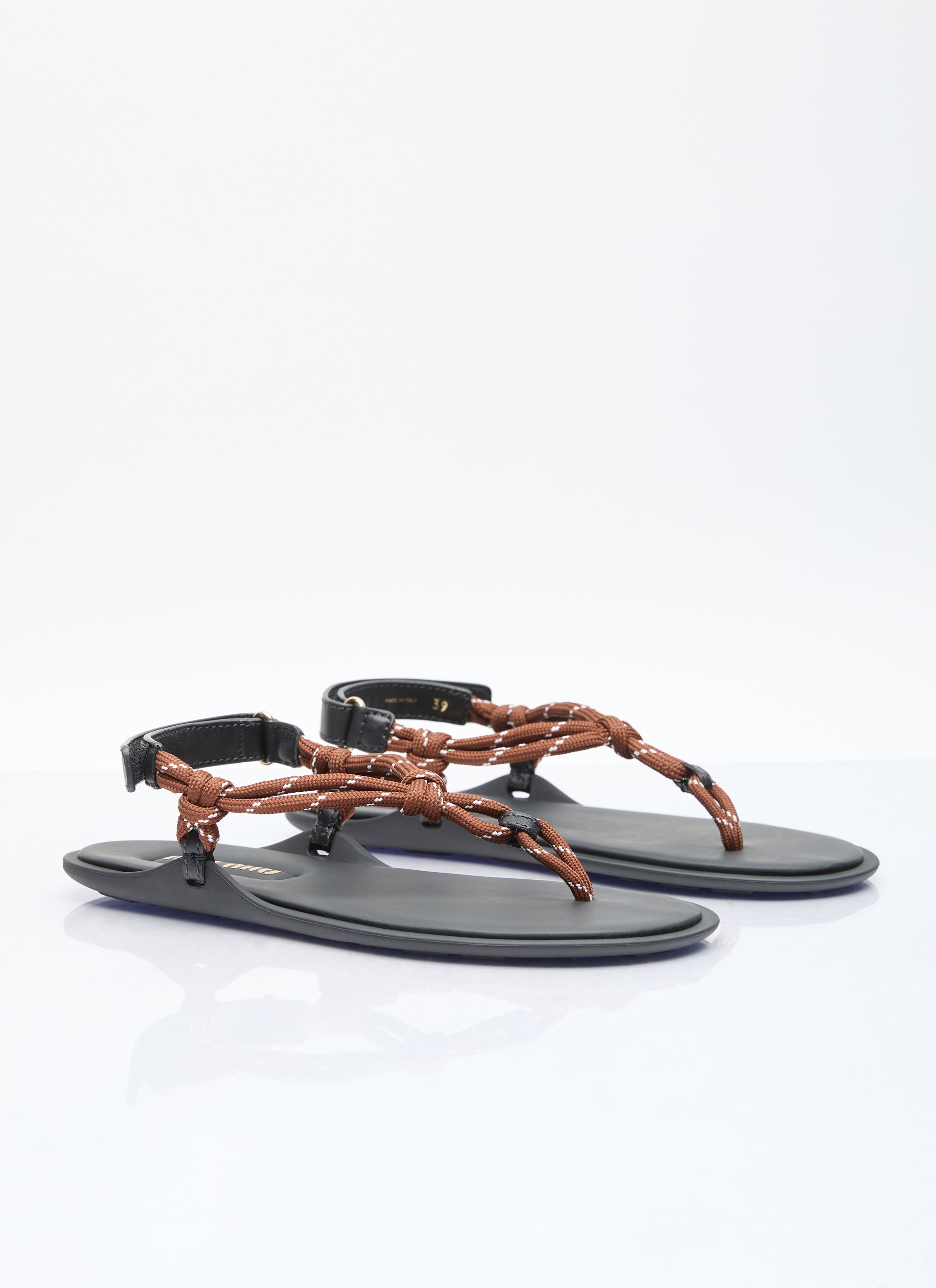 Miu Miu Women Riviere Cord And Leather Sandals MIU MIU