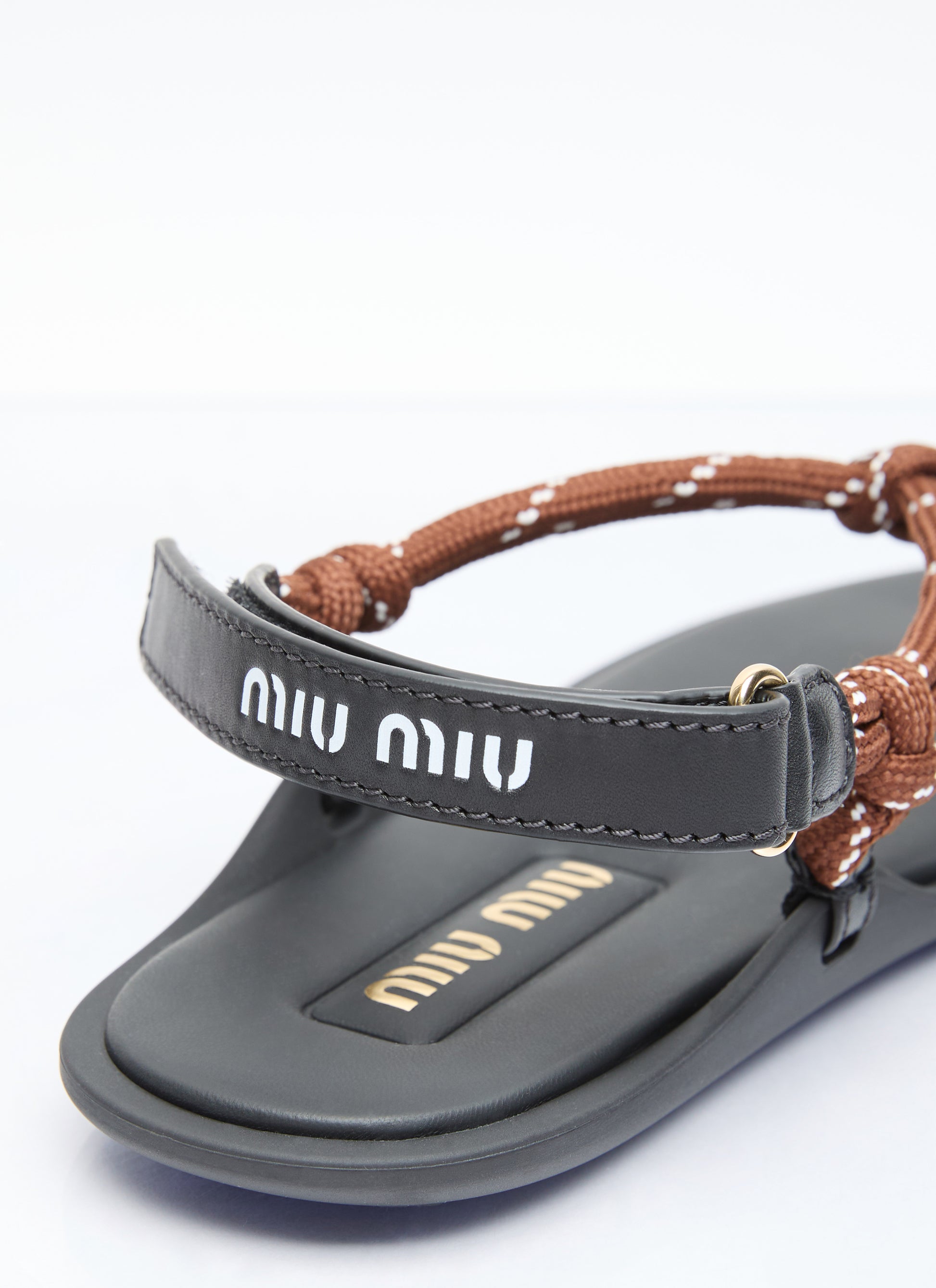 Miu Miu Women Riviere Cord And Leather Sandals MIU MIU