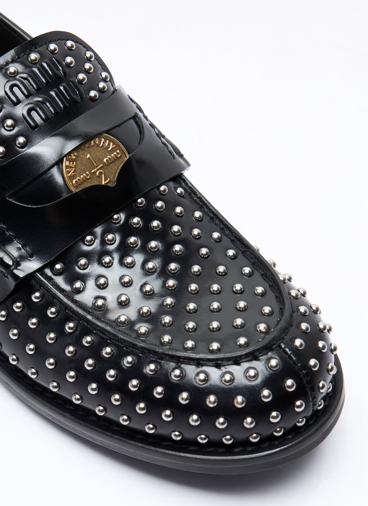 Miu Miu Women Studded Leather Loafers MIU MIU