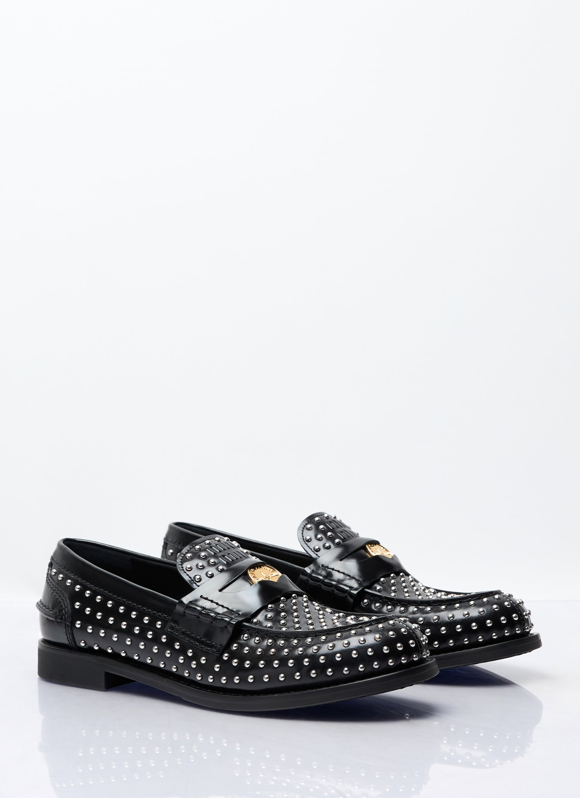 Miu Miu Women Studded Leather Loafers MIU MIU