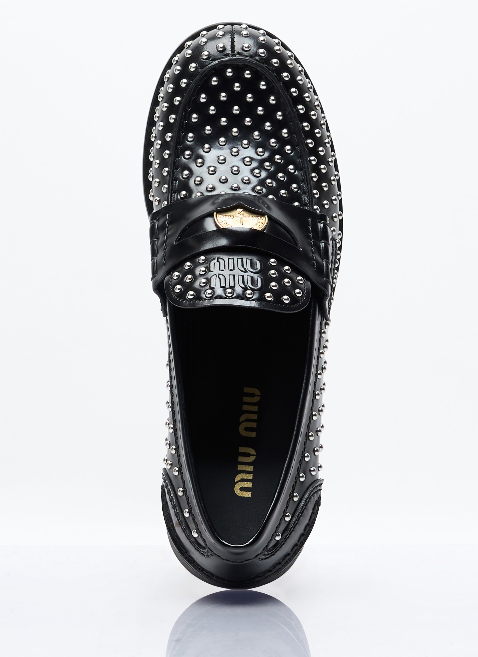 Miu Miu Women Studded Leather Loafers MIU MIU