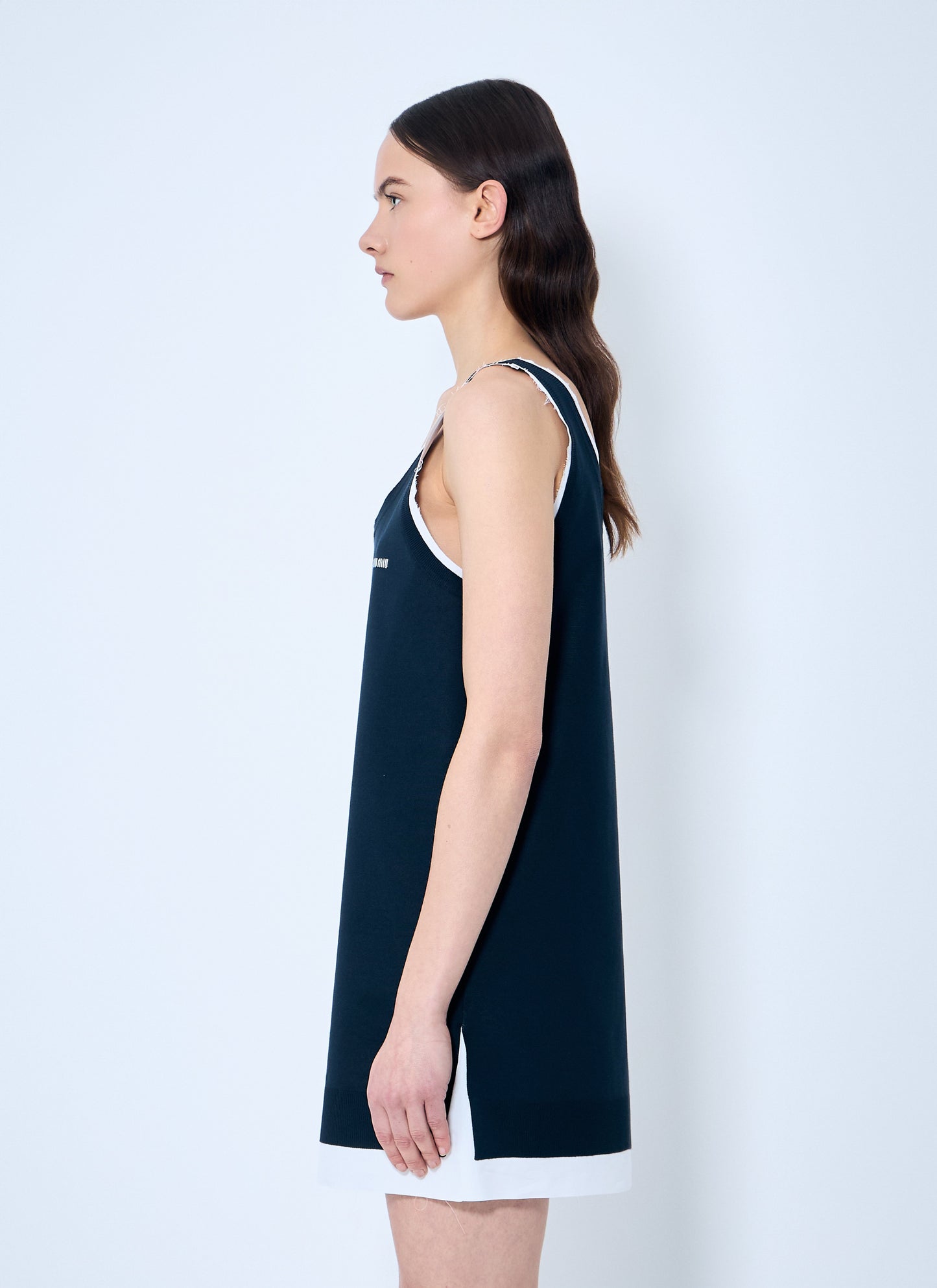Miu Miu Women Knit And Poplin Mini Dress MIU MIU