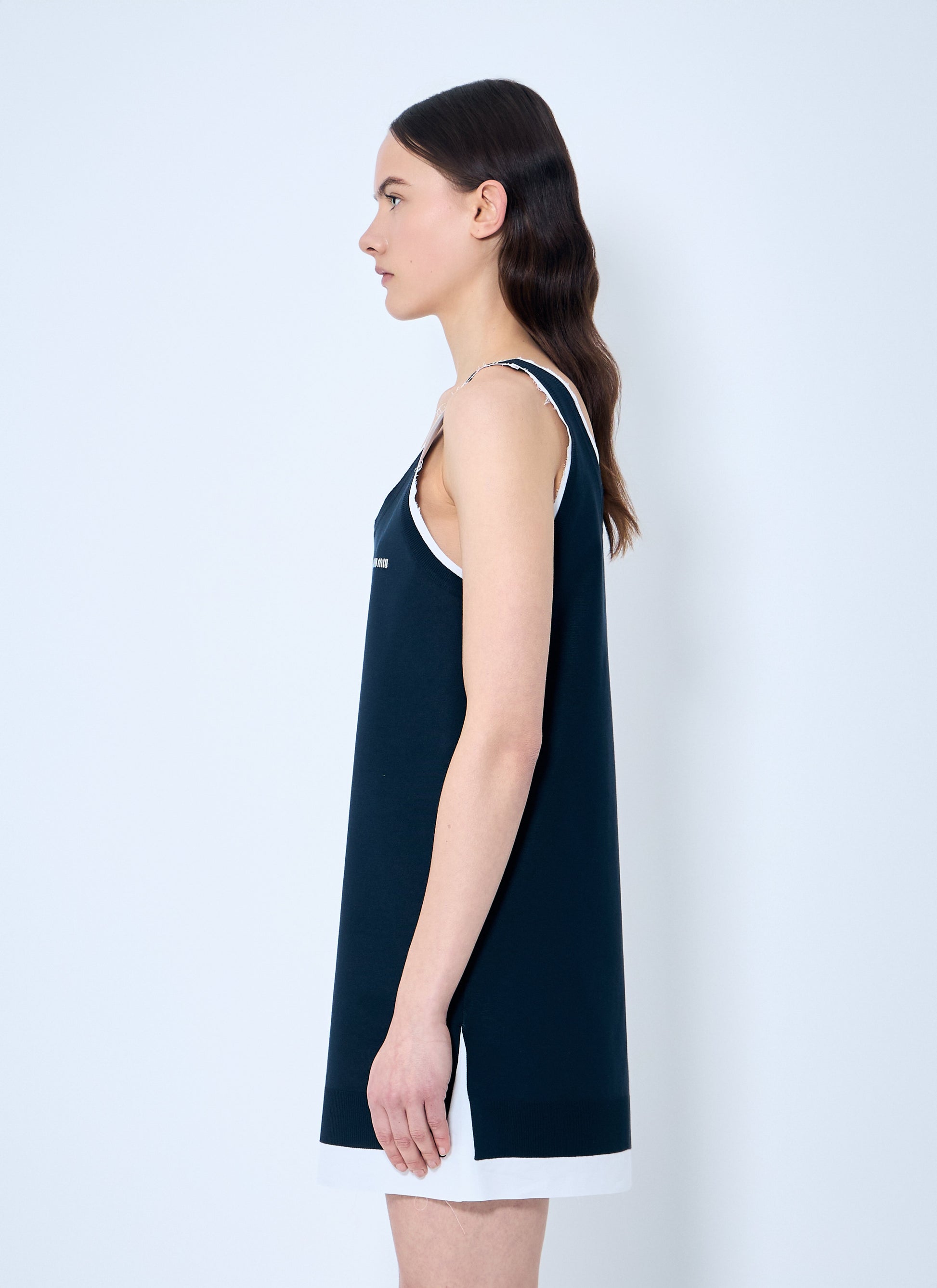 Miu Miu Women Knit And Poplin Mini Dress MIU MIU