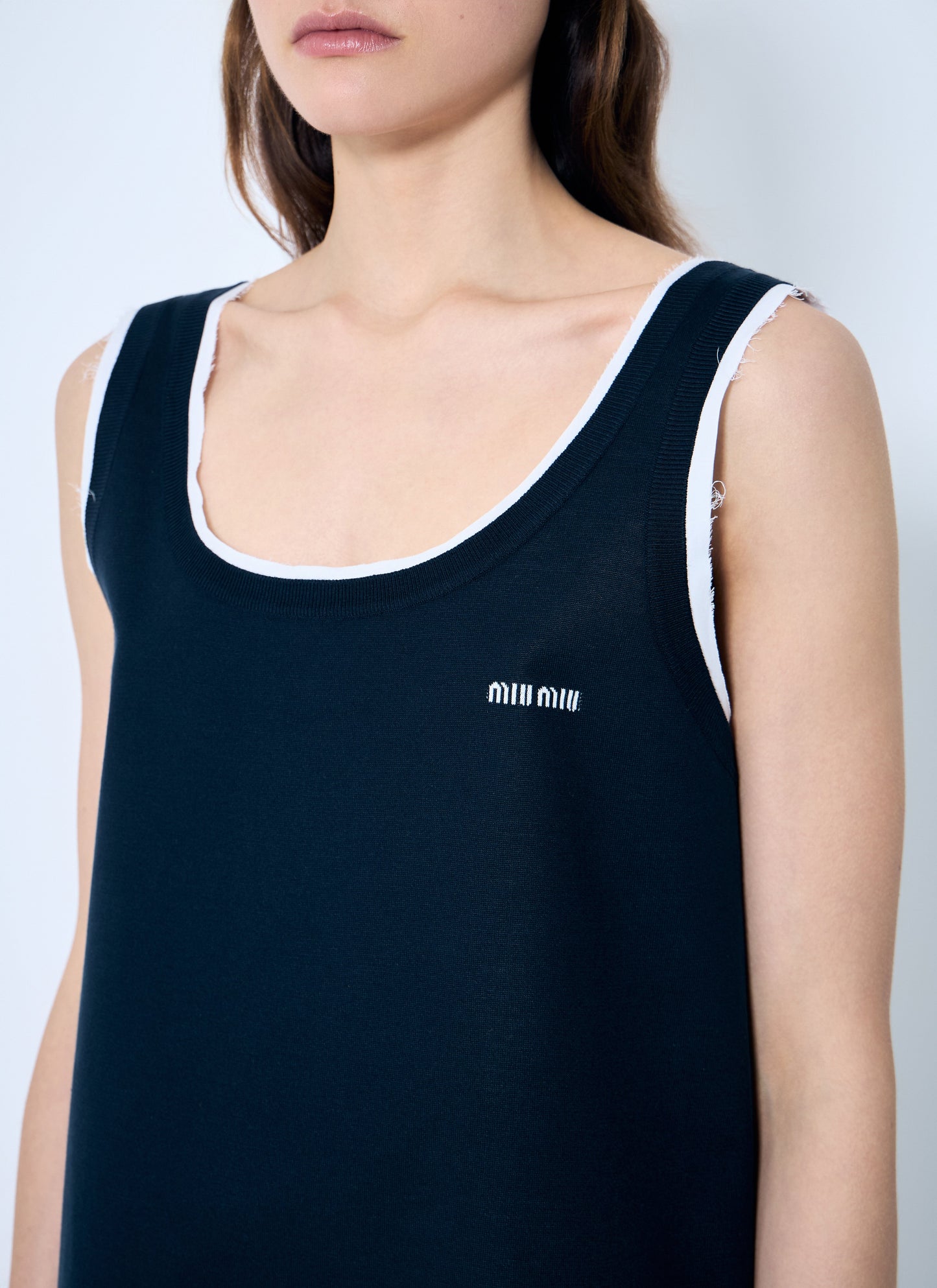 Miu Miu Women Knit And Poplin Mini Dress MIU MIU