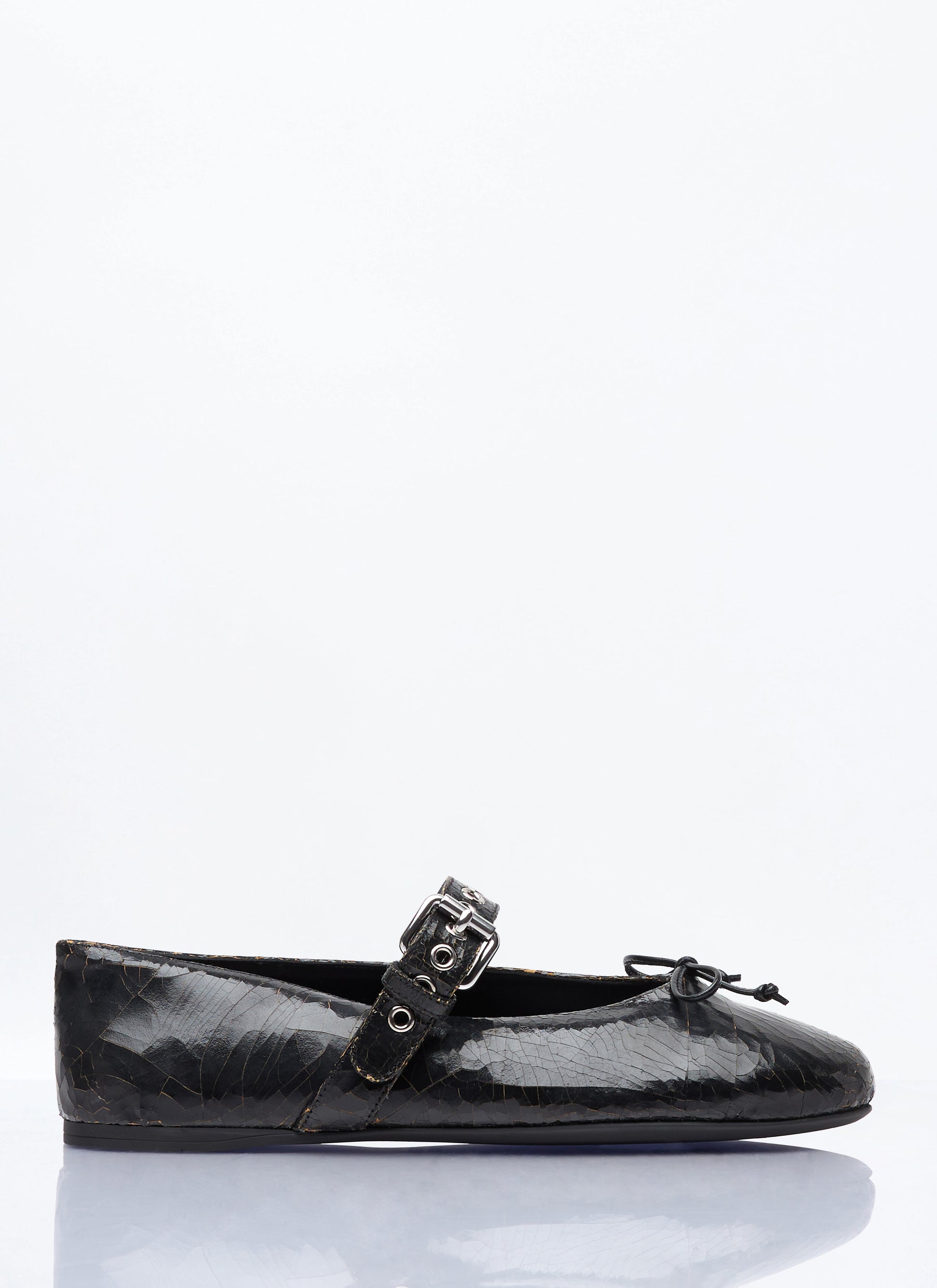 Miu Miu Women Crackled Leather Ballerina Shoes MIU MIU