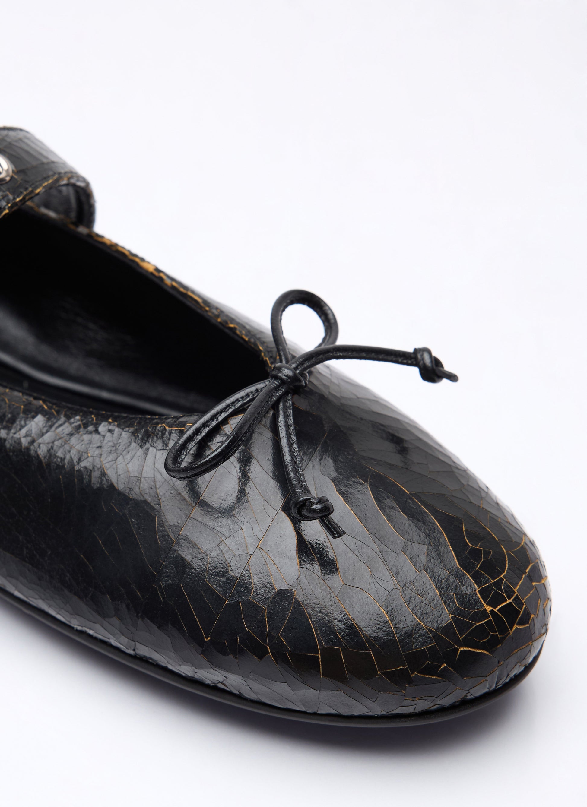 Miu Miu Women Crackled Leather Ballerina Shoes MIU MIU