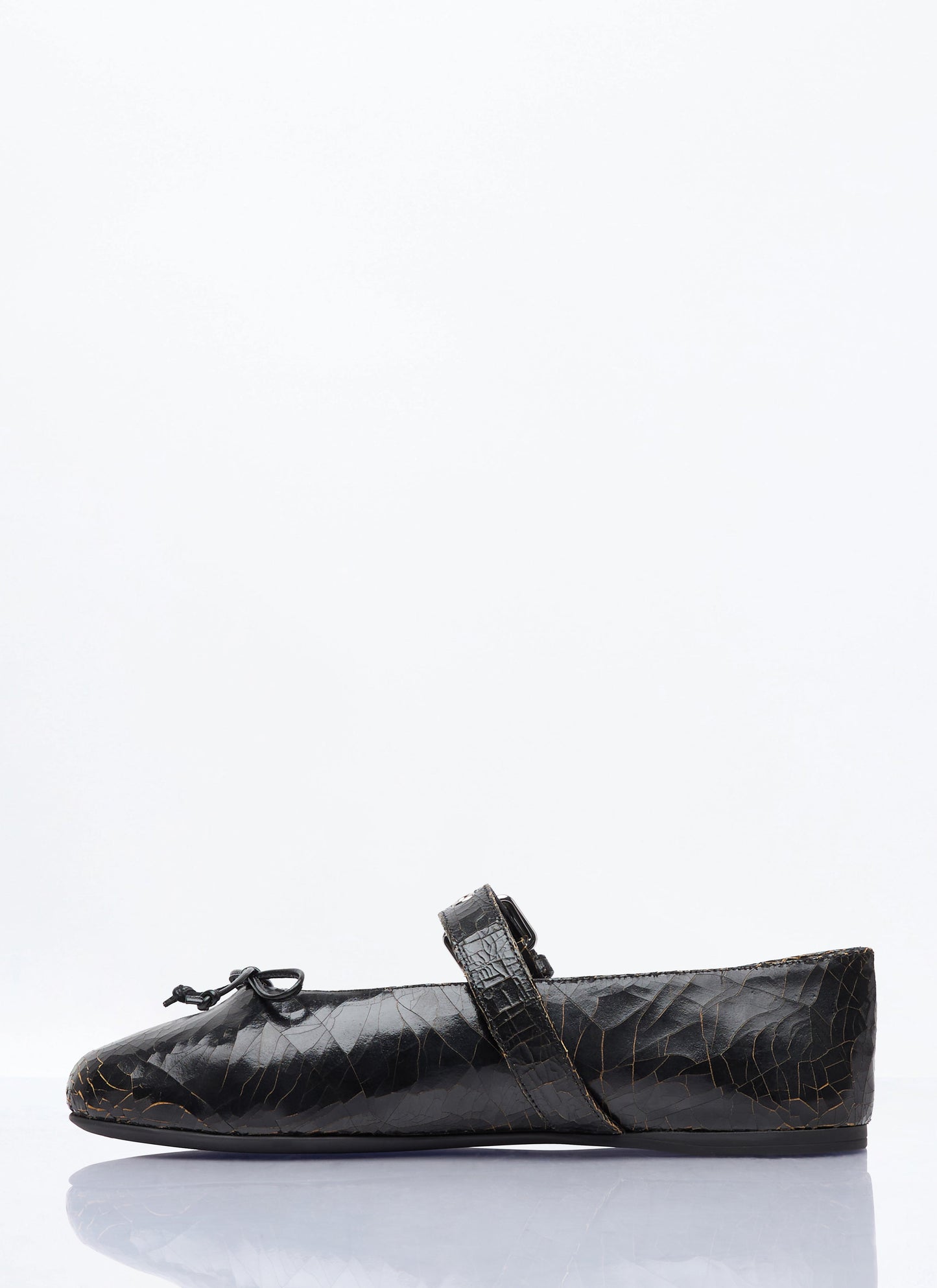 Miu Miu Women Crackled Leather Ballerina Shoes MIU MIU
