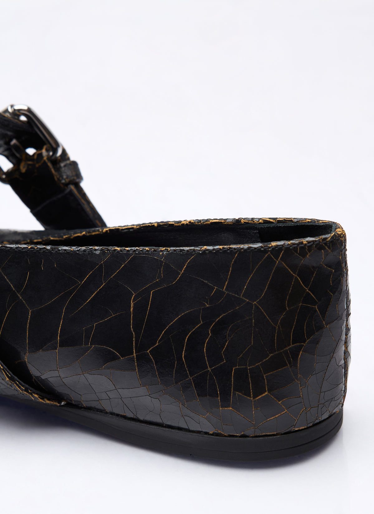 Miu Miu Women Crackled Leather Ballerina Shoes MIU MIU