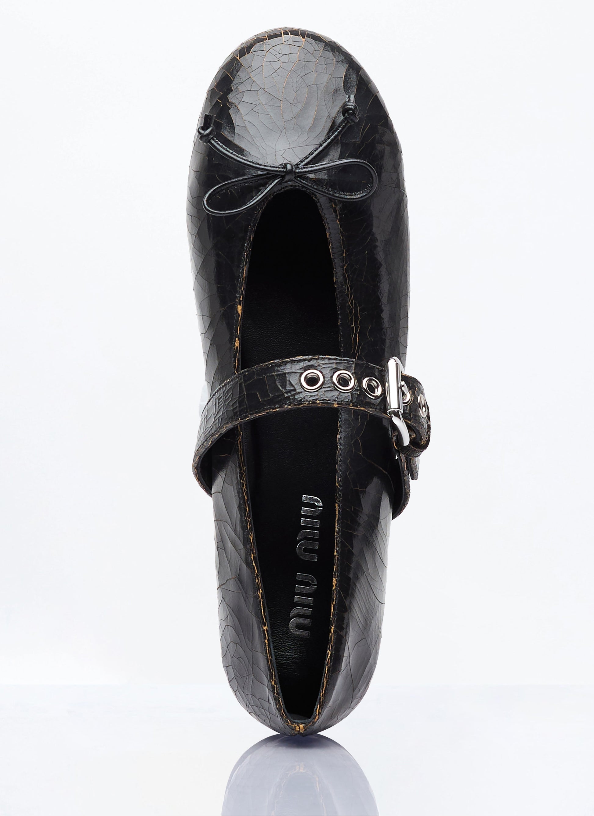 Miu Miu Women Crackled Leather Ballerina Shoes MIU MIU