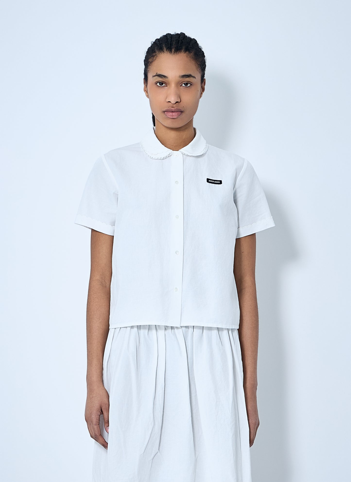 Miu Miu Women Logo Patch Shirt MIU MIU