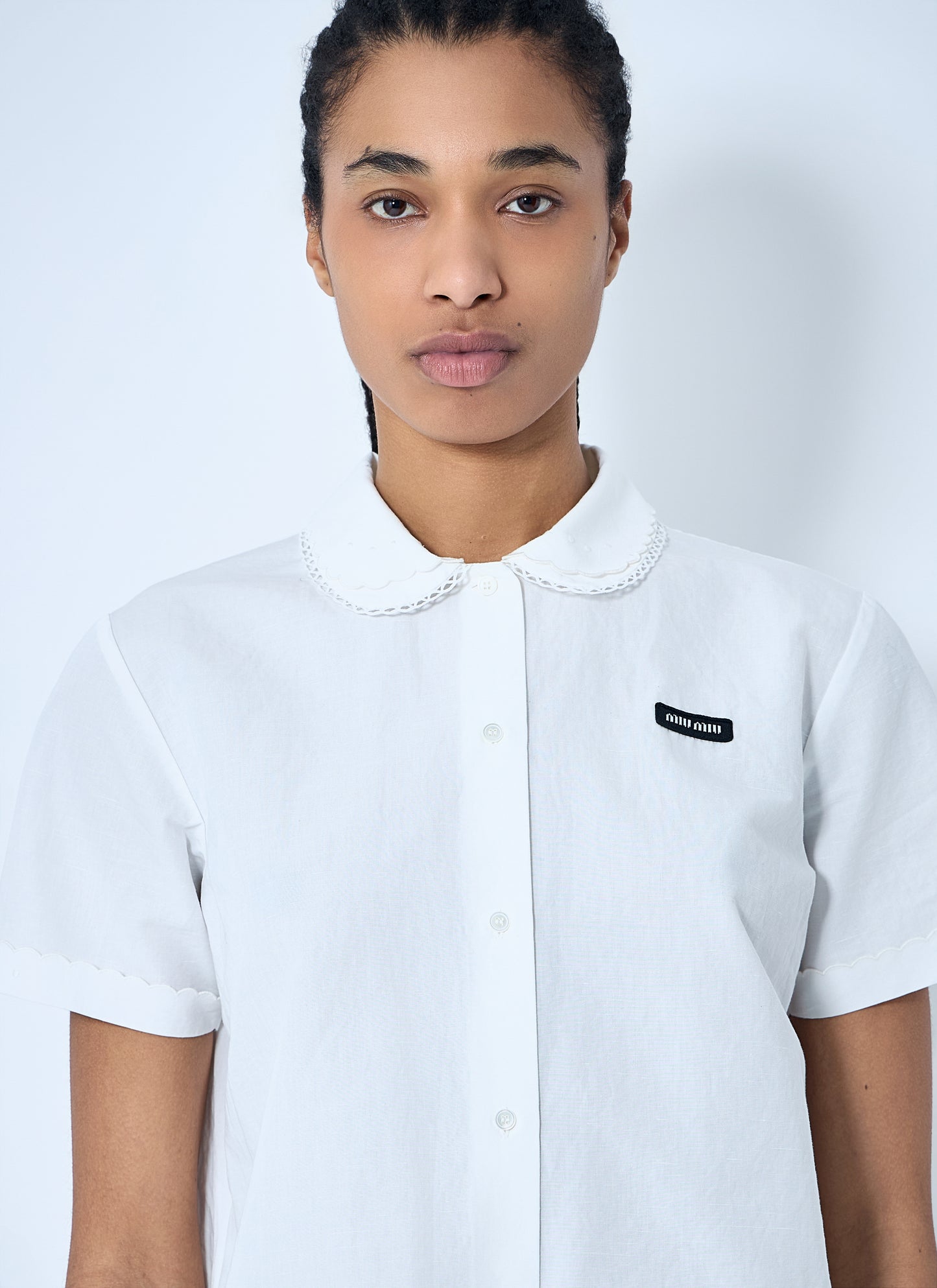 Miu Miu Women Logo Patch Shirt MIU MIU