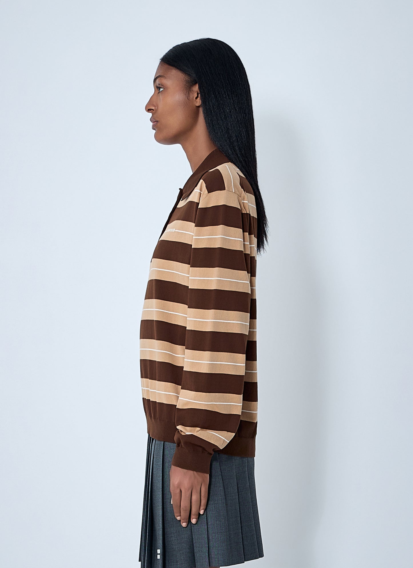 Miu Miu Women Cotton Striped Polo Shirt MIU MIU