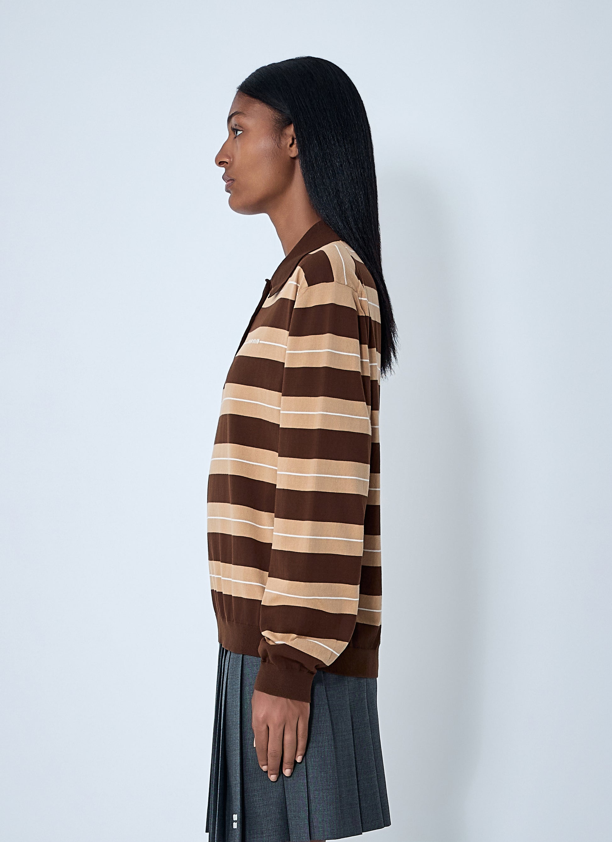 Miu Miu Women Cotton Striped Polo Shirt MIU MIU