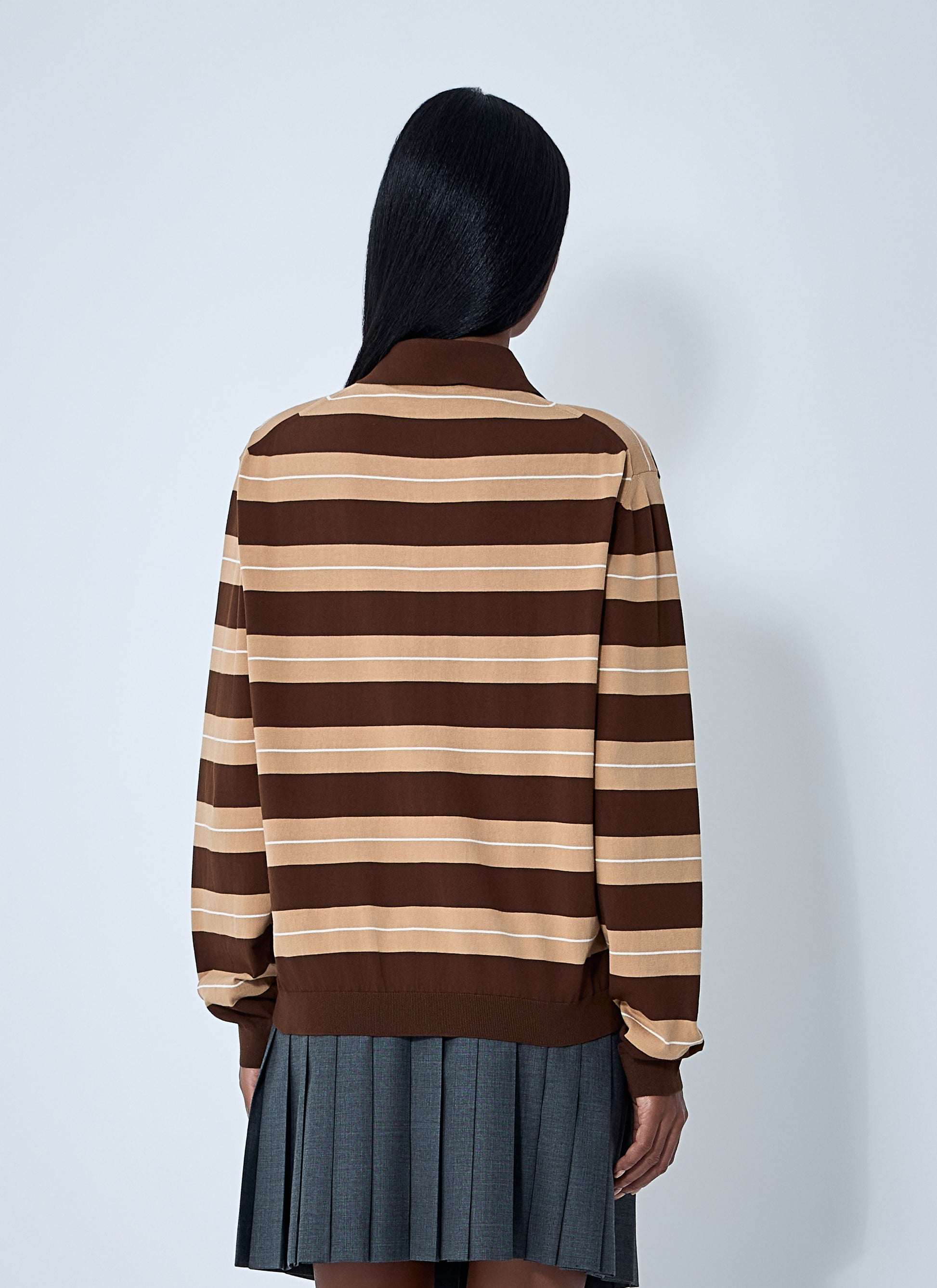Miu Miu Women Cotton Striped Polo Shirt MIU MIU