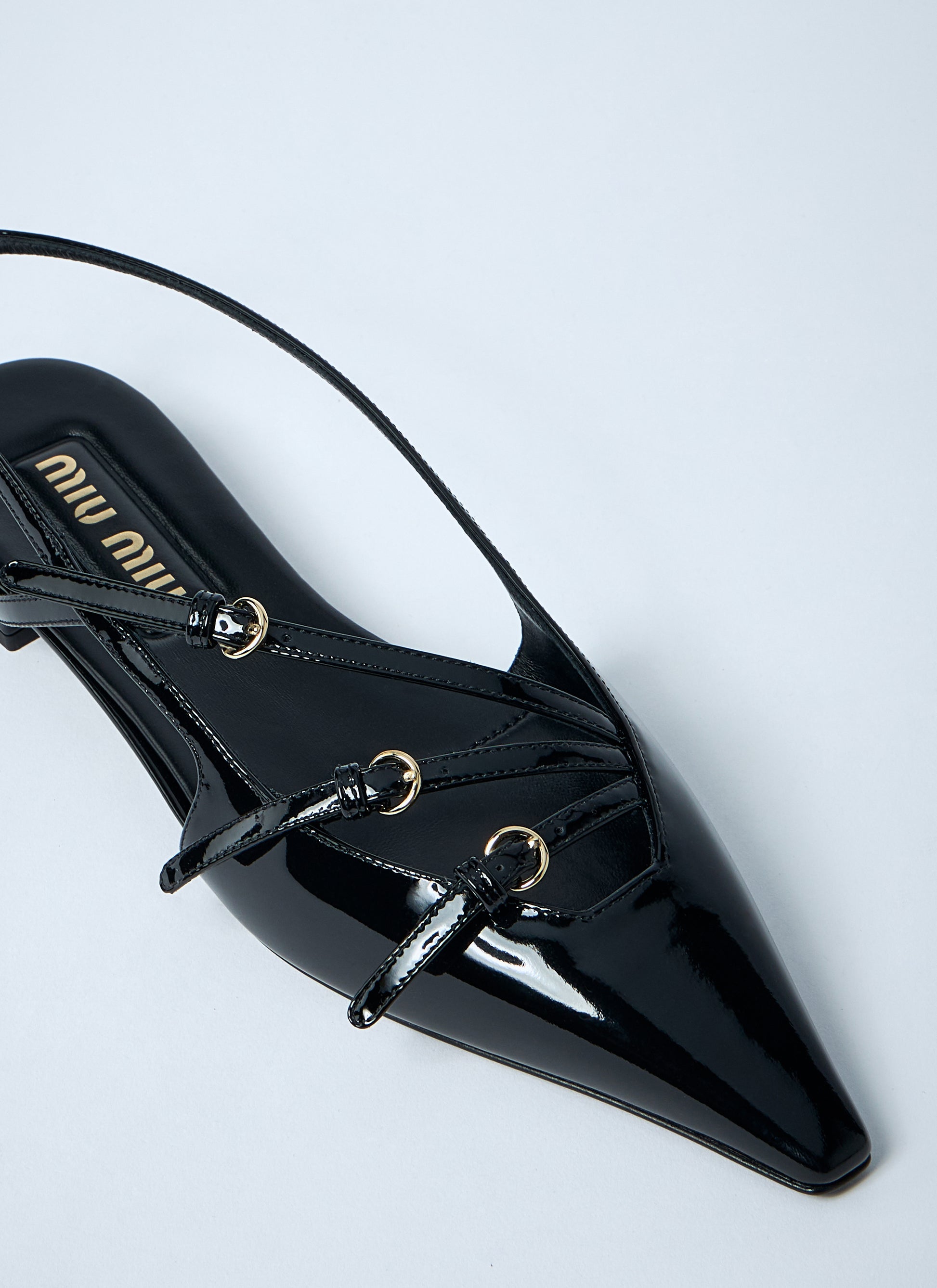 Miu Miu Women Patent Leather Slingback Ballerina Flats MIU MIU