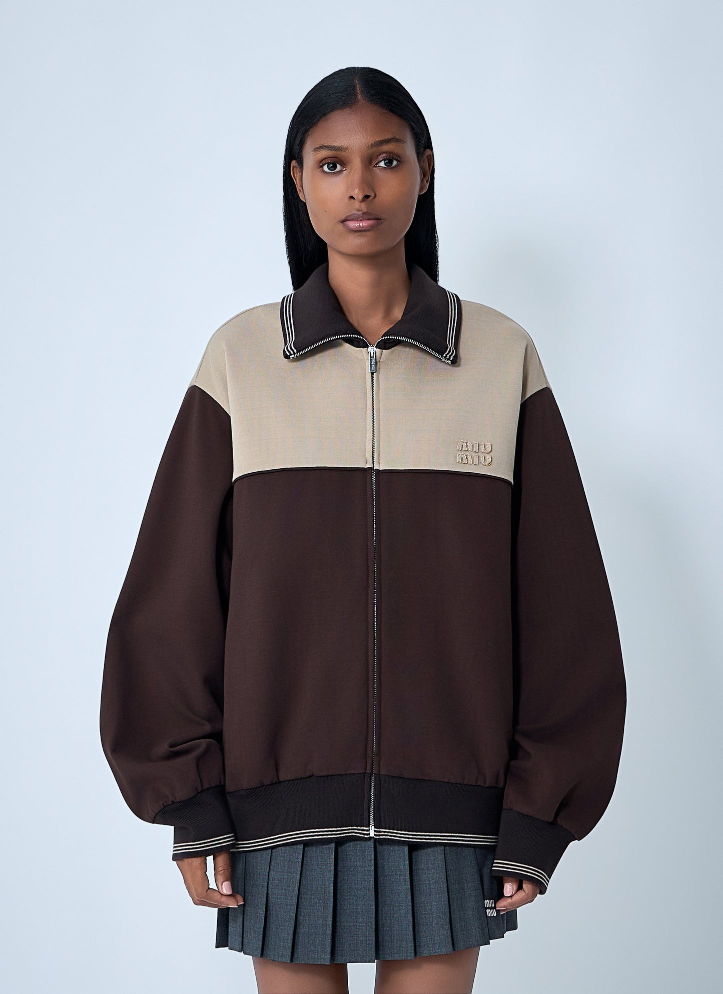 Miu Miu Women Contrast Panel Jacket MIU MIU