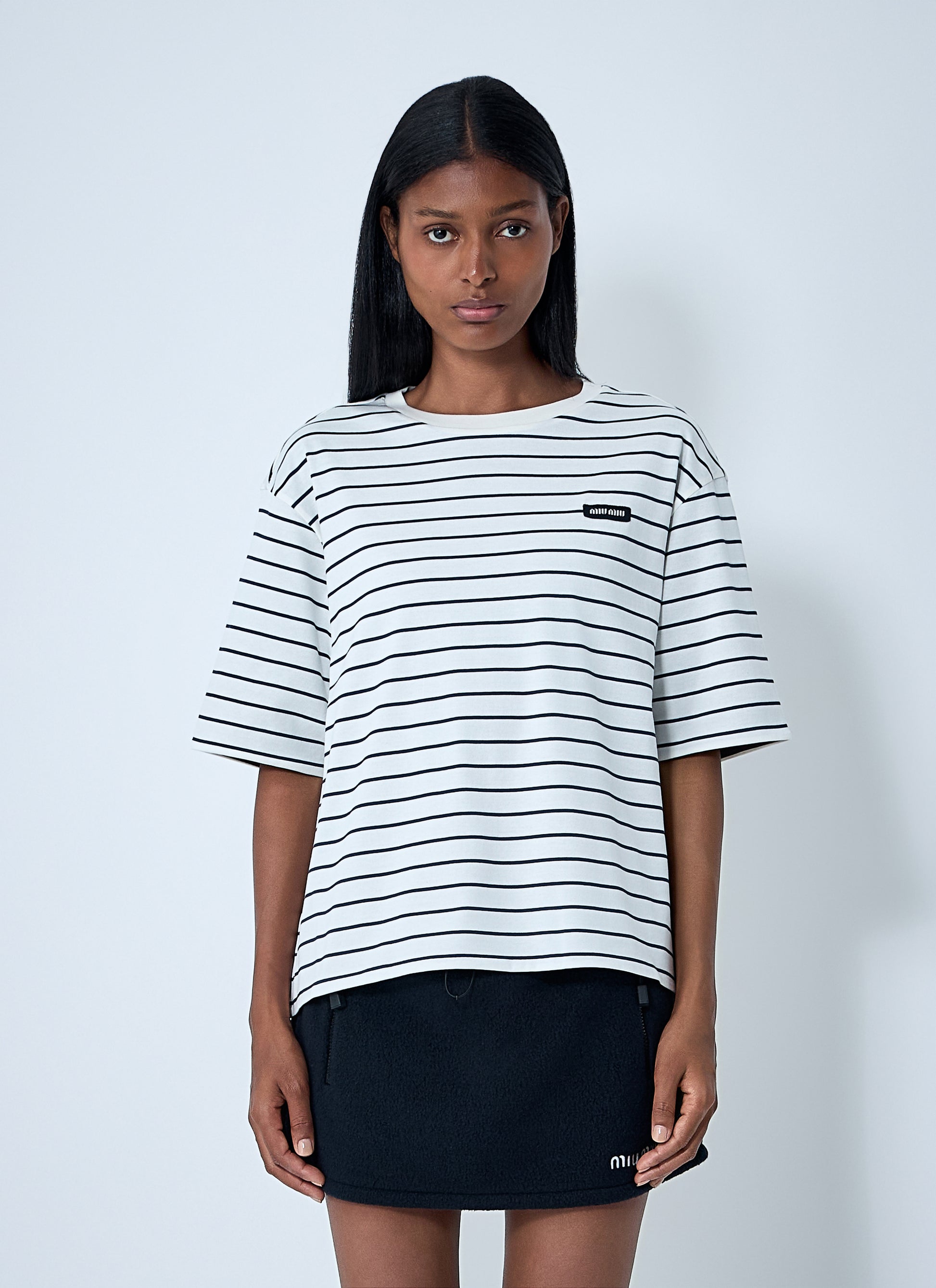 Miu Miu Women Logo Motif T-Shirt MIU MIU