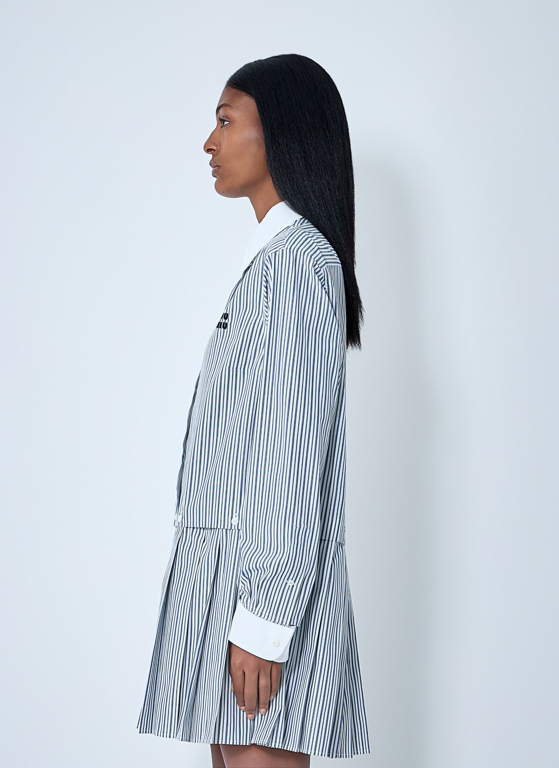 Miu Miu Women Striped Pleated Dress MIU MIU