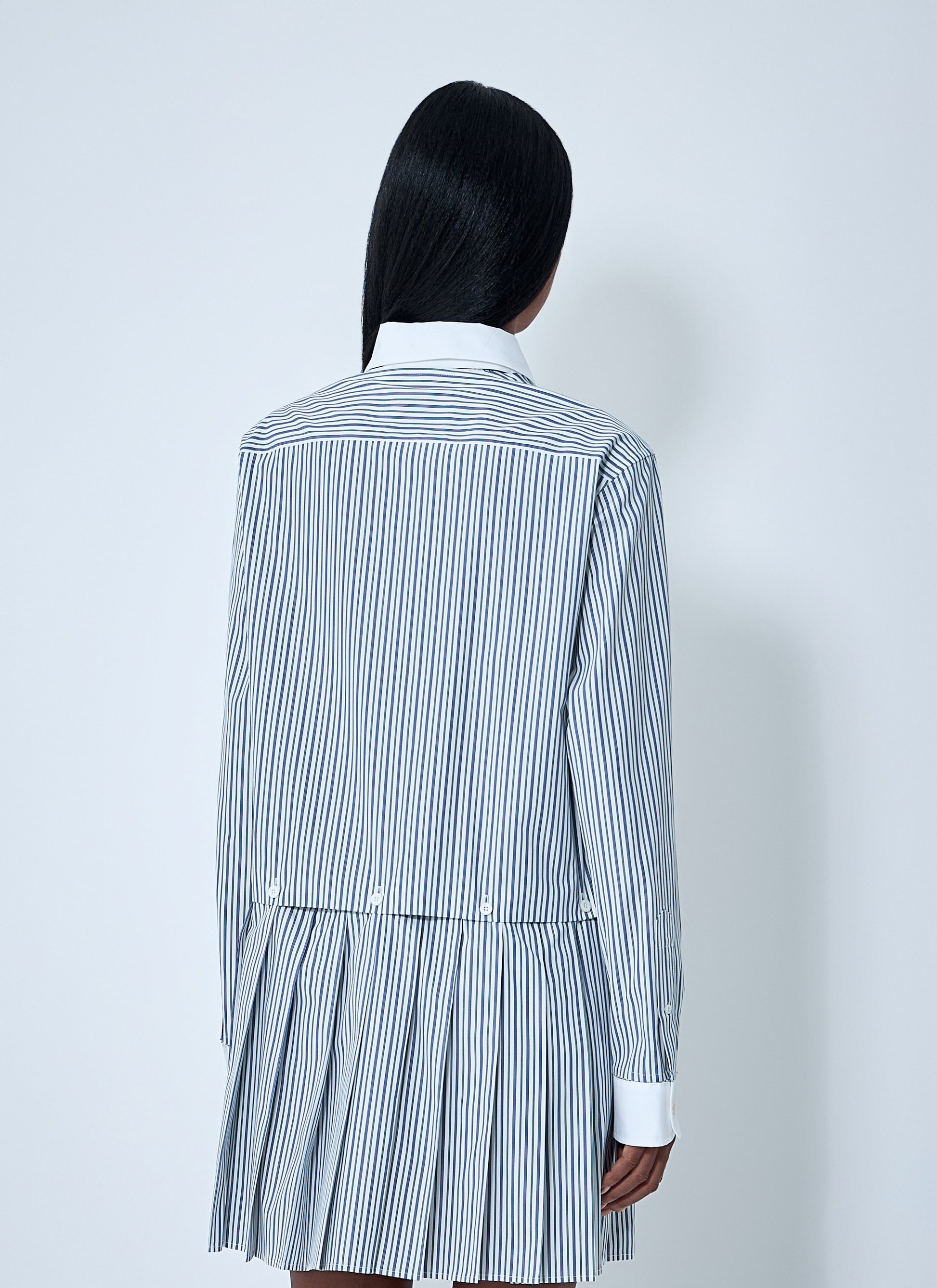 Miu Miu Women Striped Pleated Dress MIU MIU