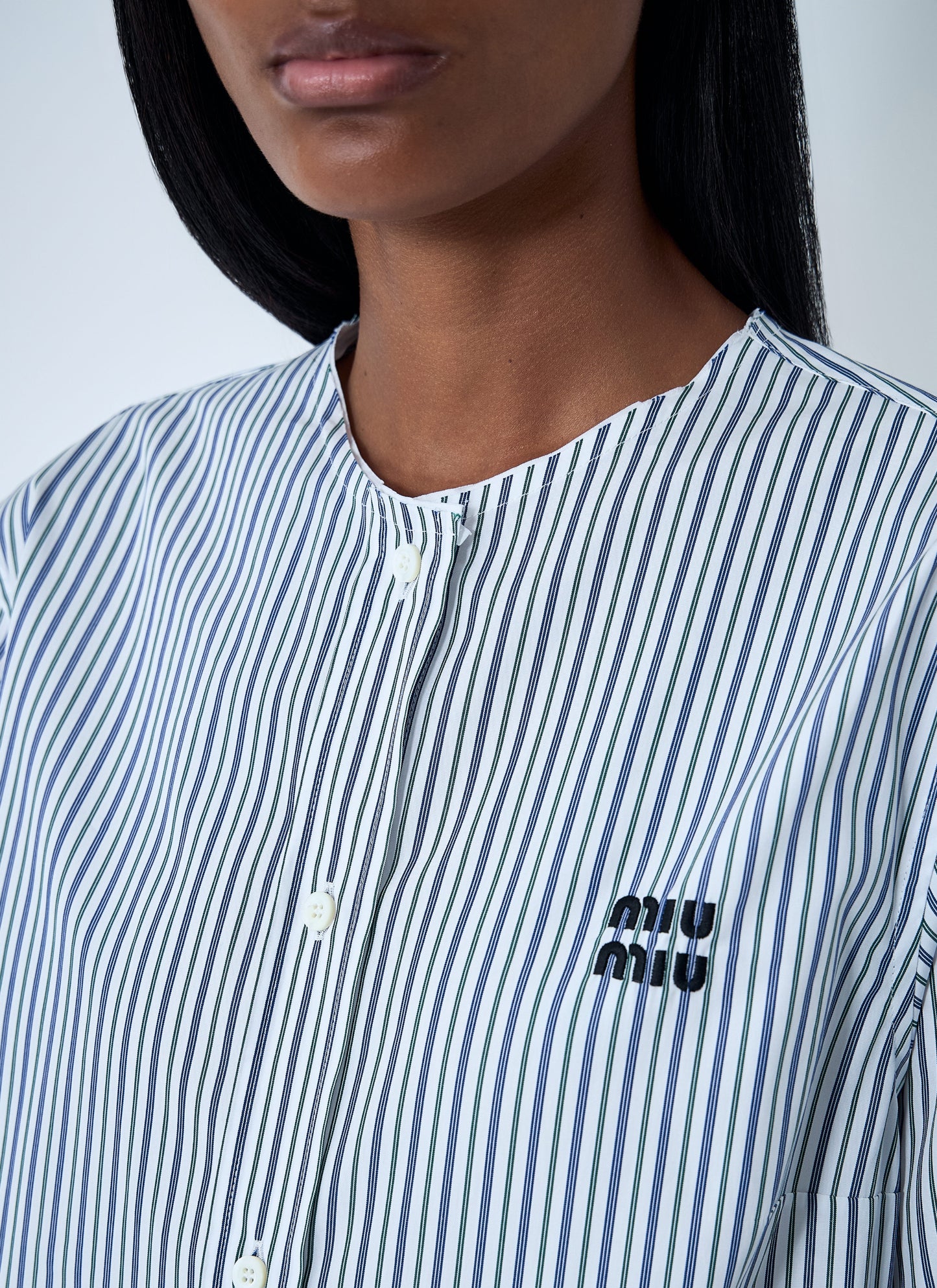 Miu Miu Women Striped Pleated Dress MIU MIU