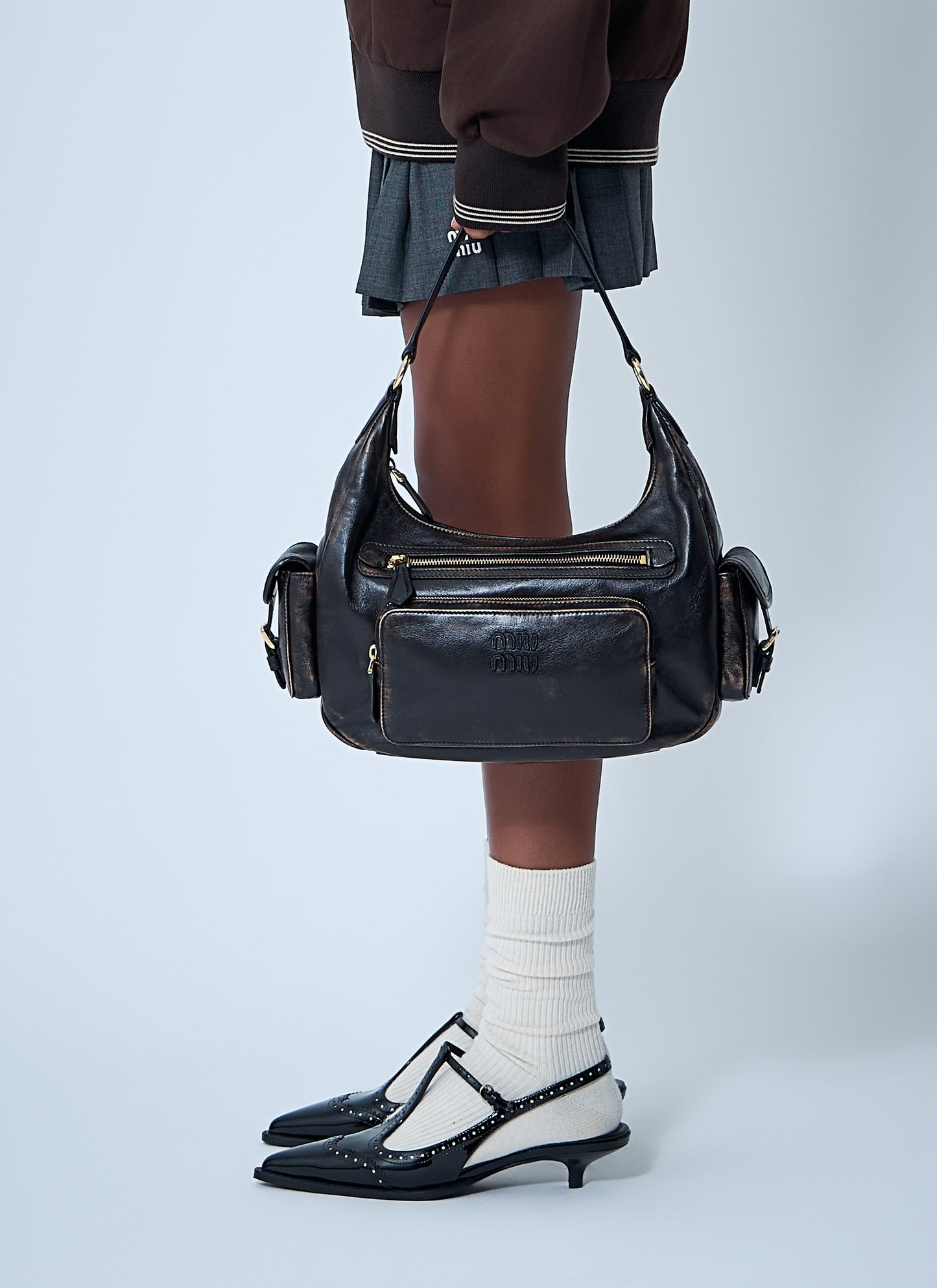 Miu Miu Women Pocket Leather Shoulder Bag MIU MIU