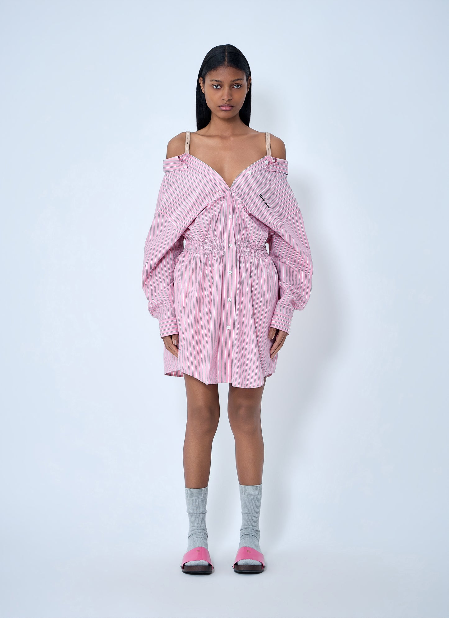 Miu Miu Women Striped Poplin Dress MIU MIU