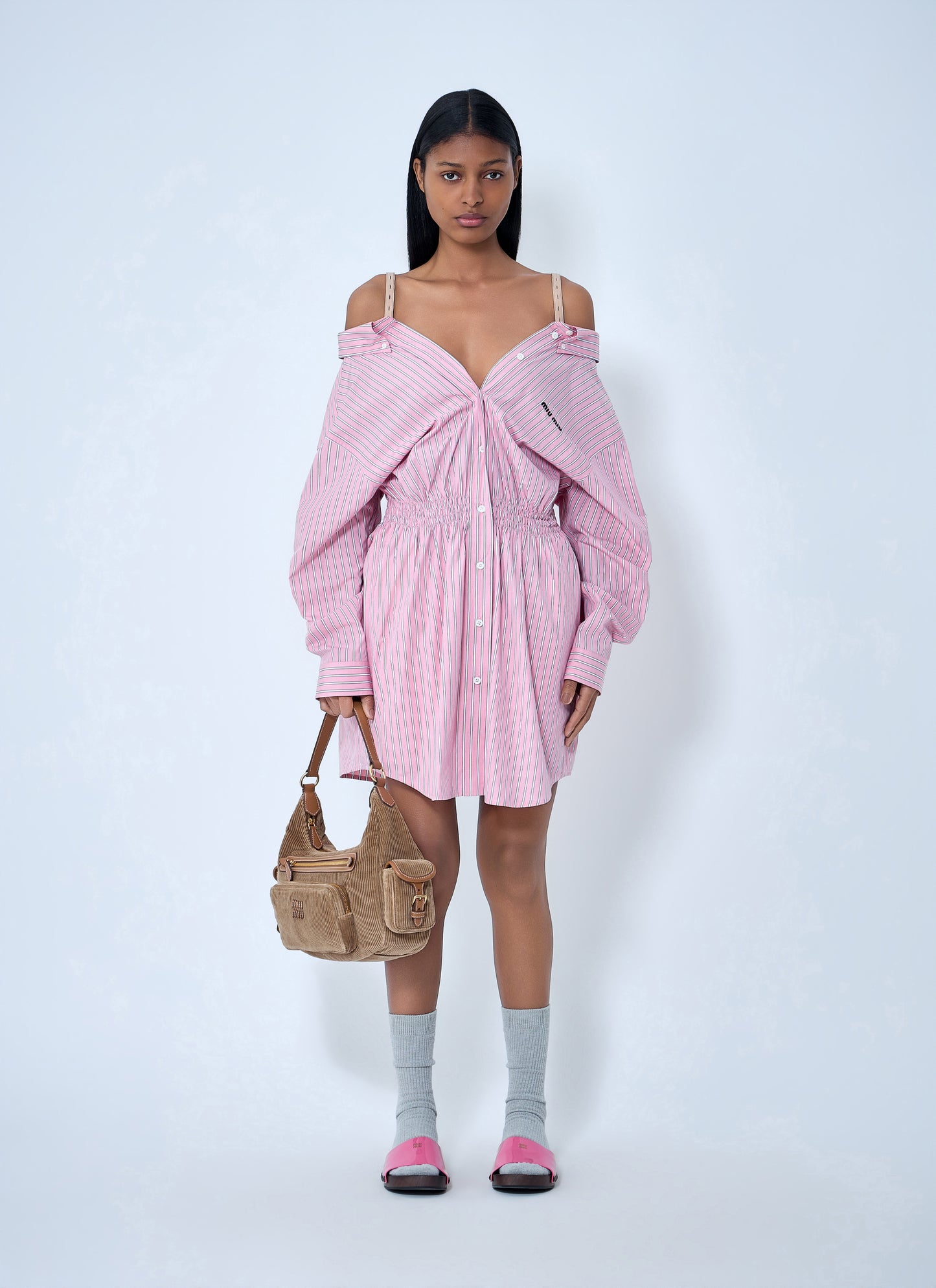 Miu Miu Women Striped Poplin Dress MIU MIU