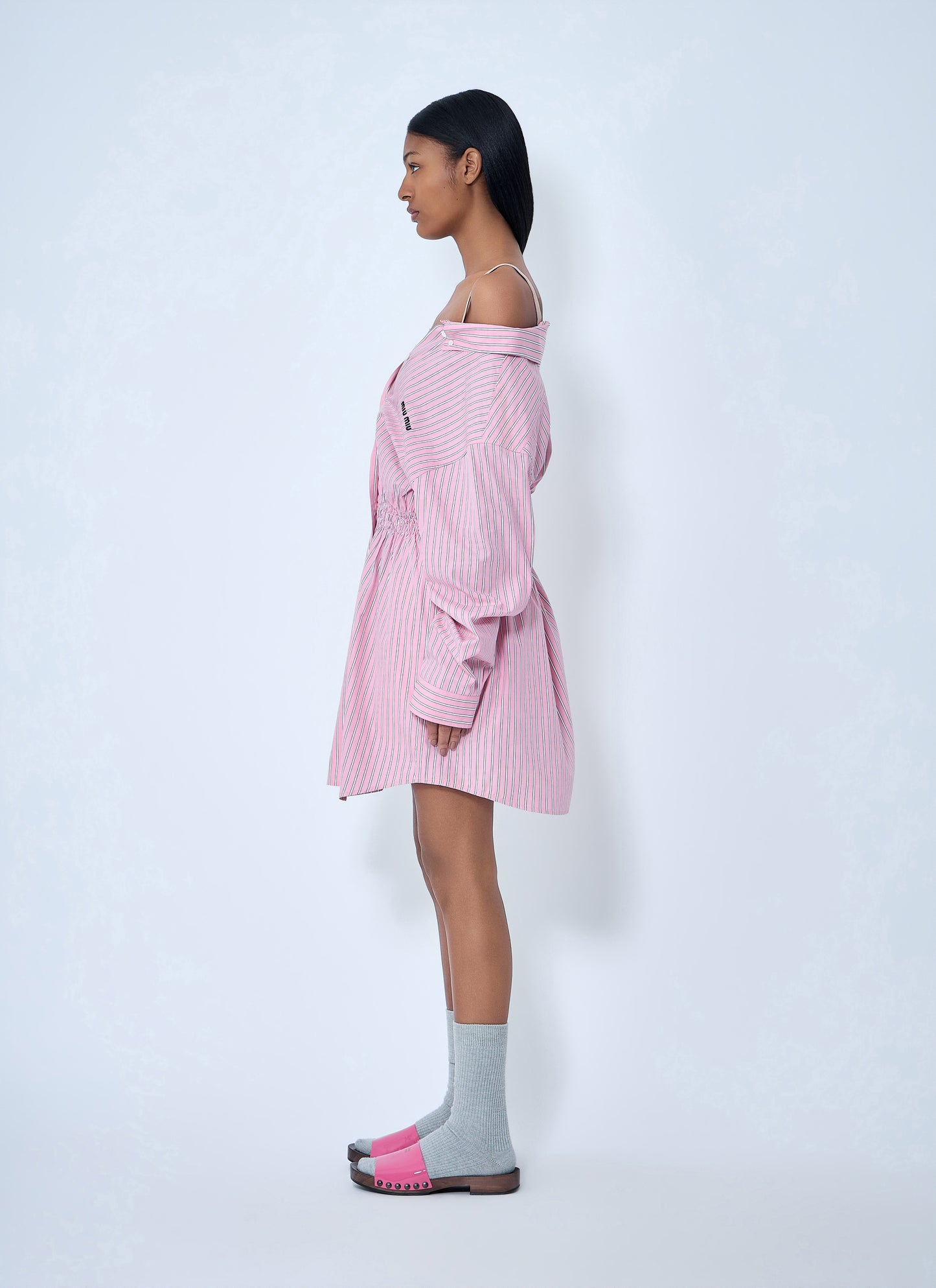 Miu Miu Women Striped Poplin Dress MIU MIU