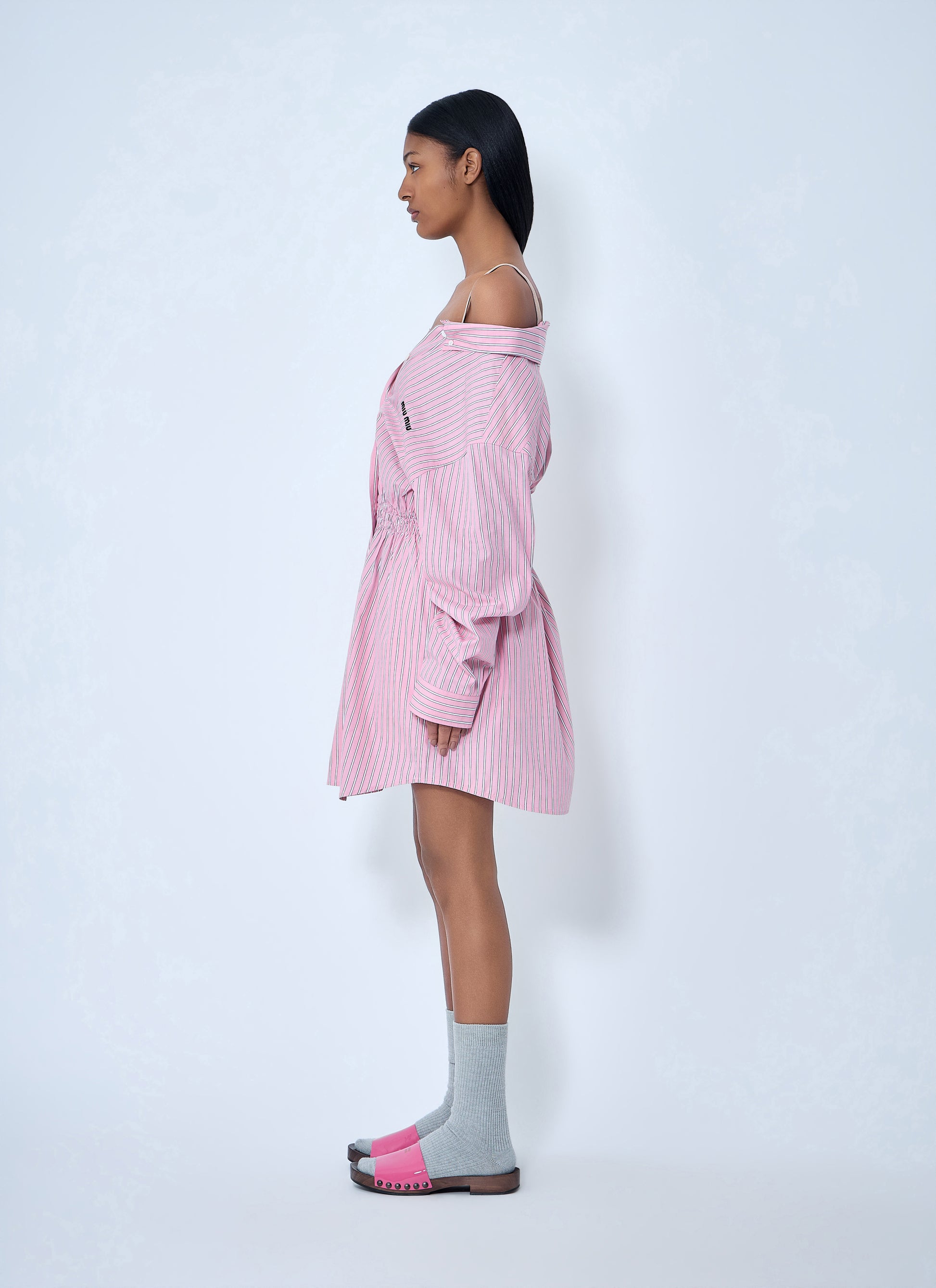 Miu Miu Women Striped Poplin Dress MIU MIU