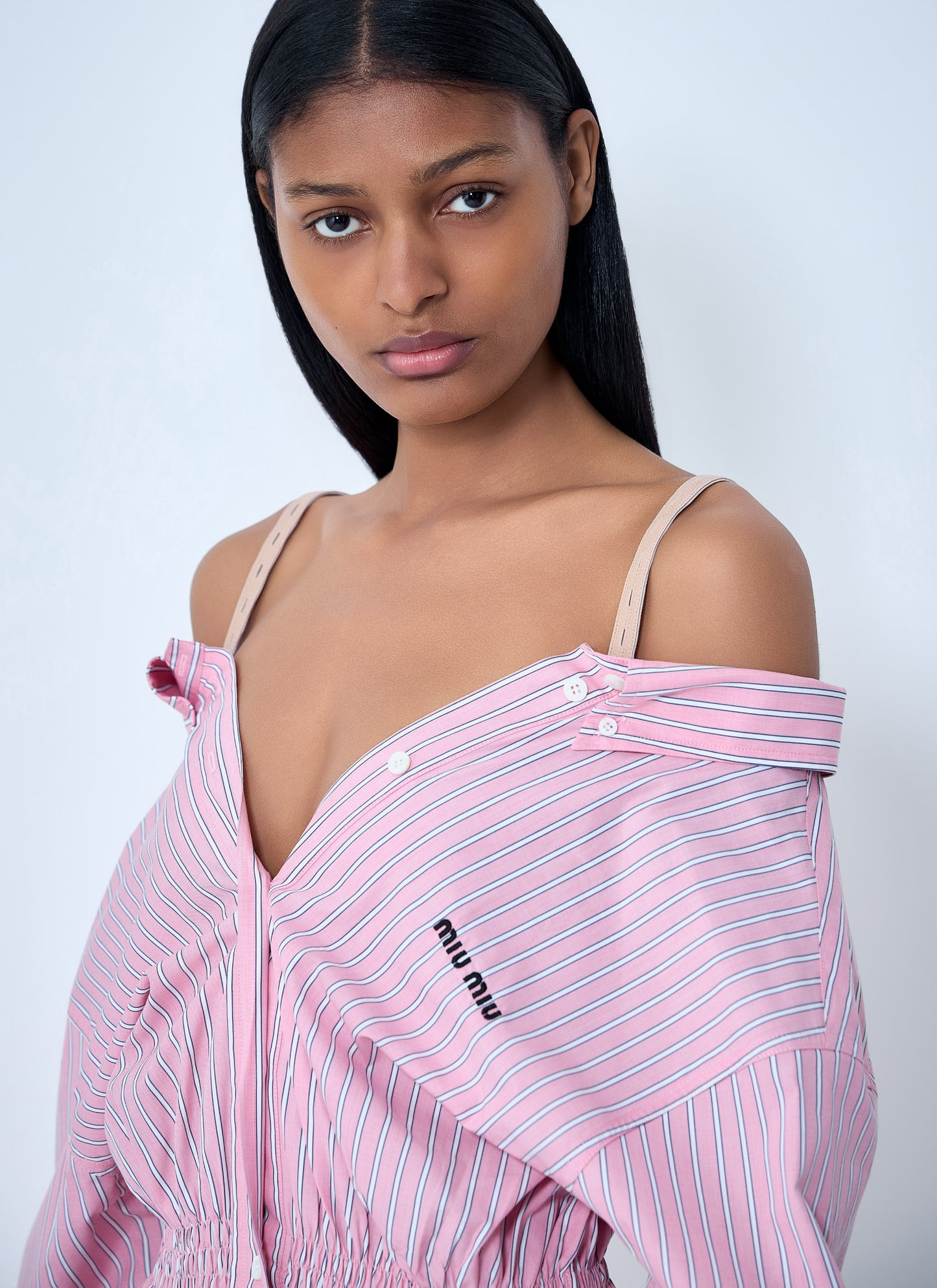 Miu Miu Women Striped Poplin Dress MIU MIU