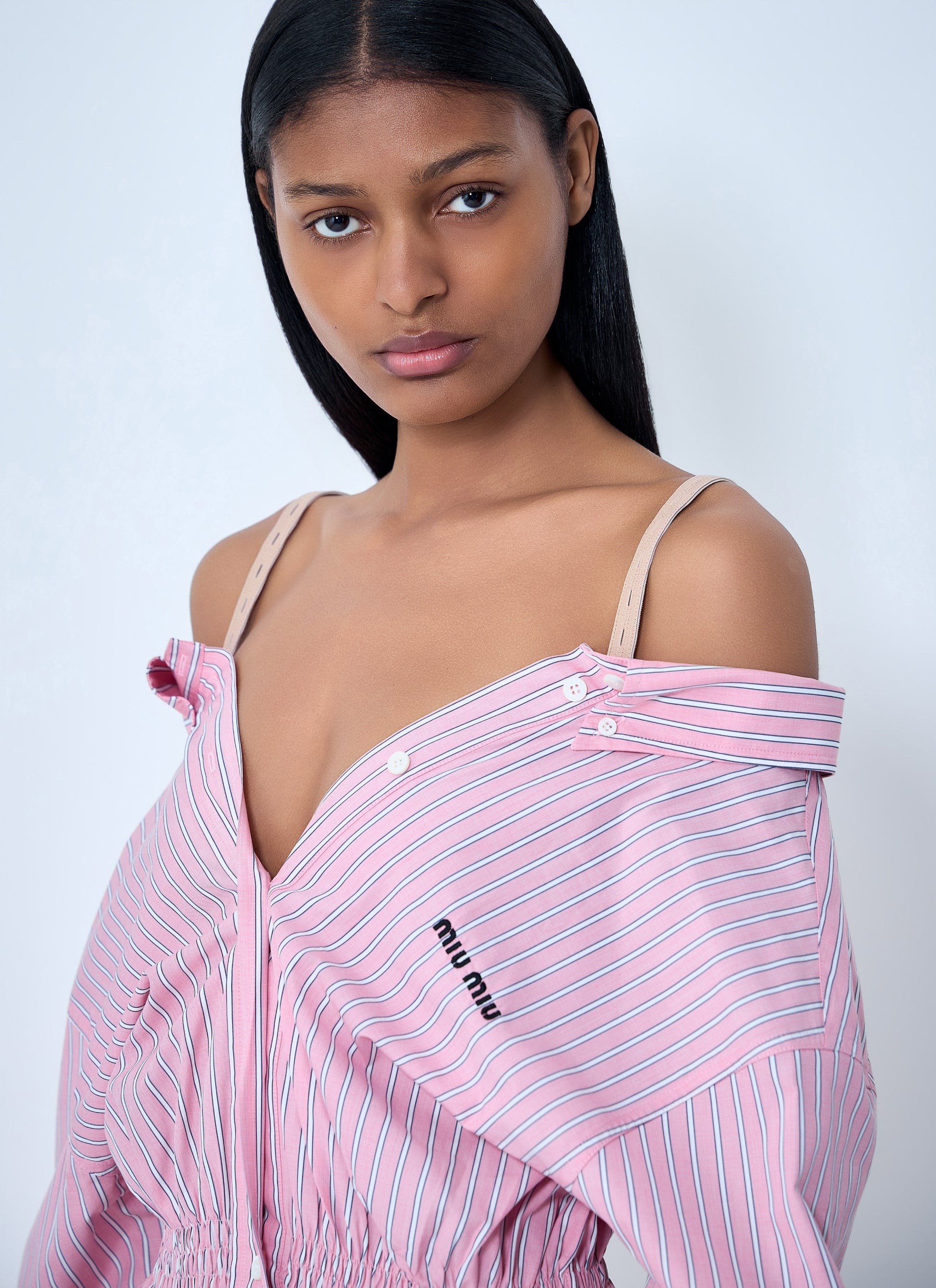 Miu Miu Women Striped Poplin Dress MIU MIU