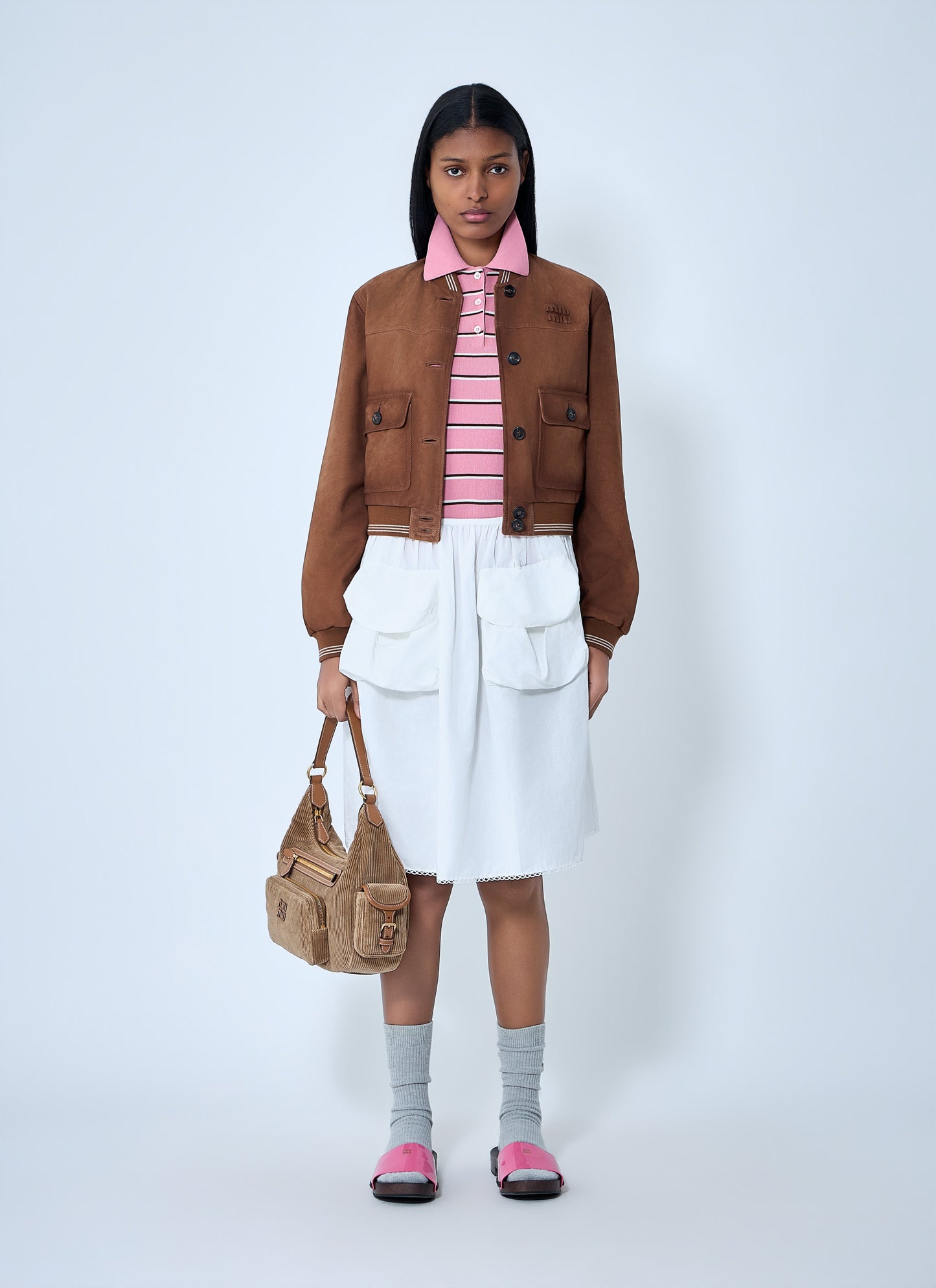Miu Miu Women Suede Bomber Jacket MIU MIU
