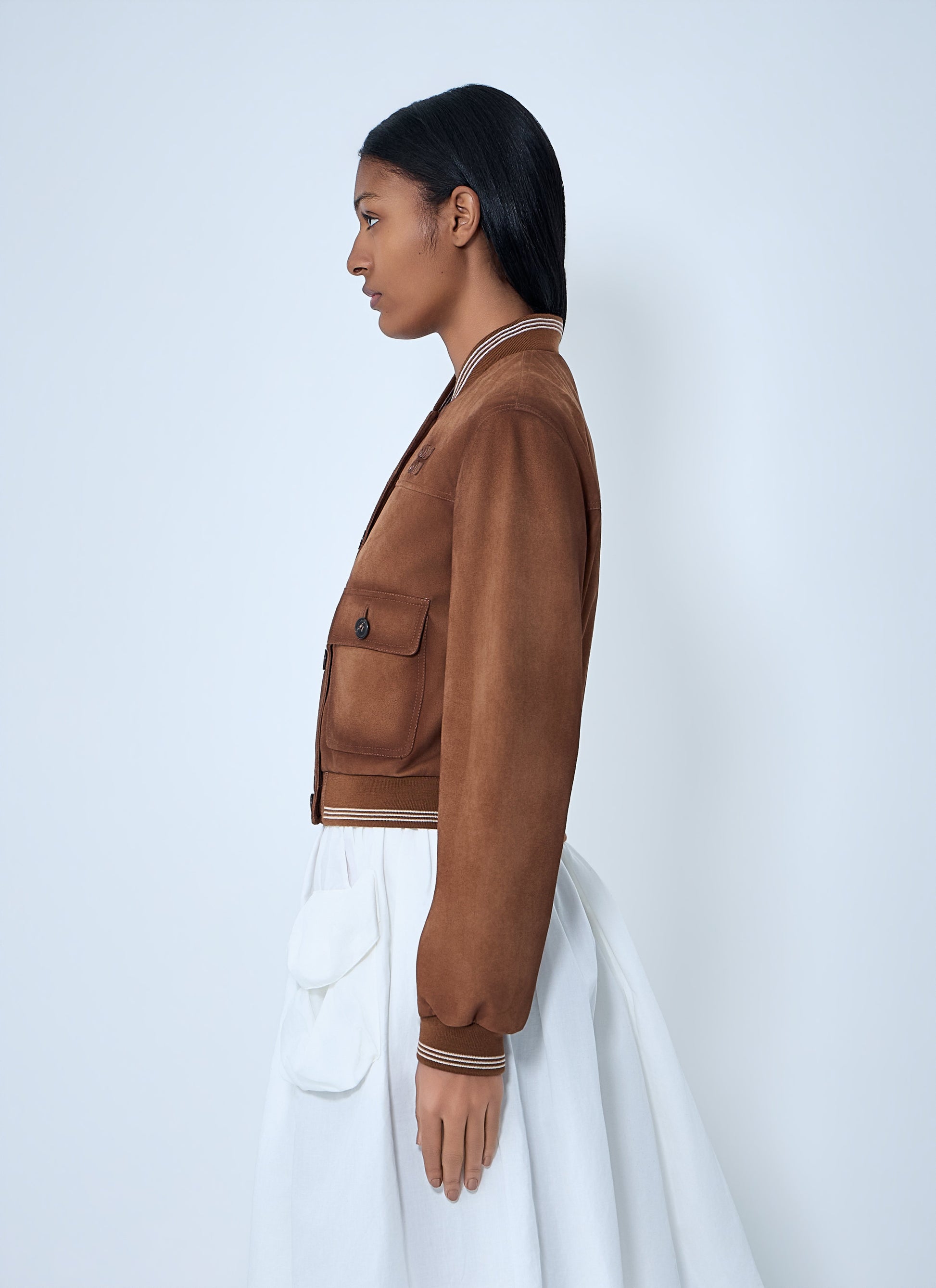 Miu Miu Women Suede Bomber Jacket MIU MIU
