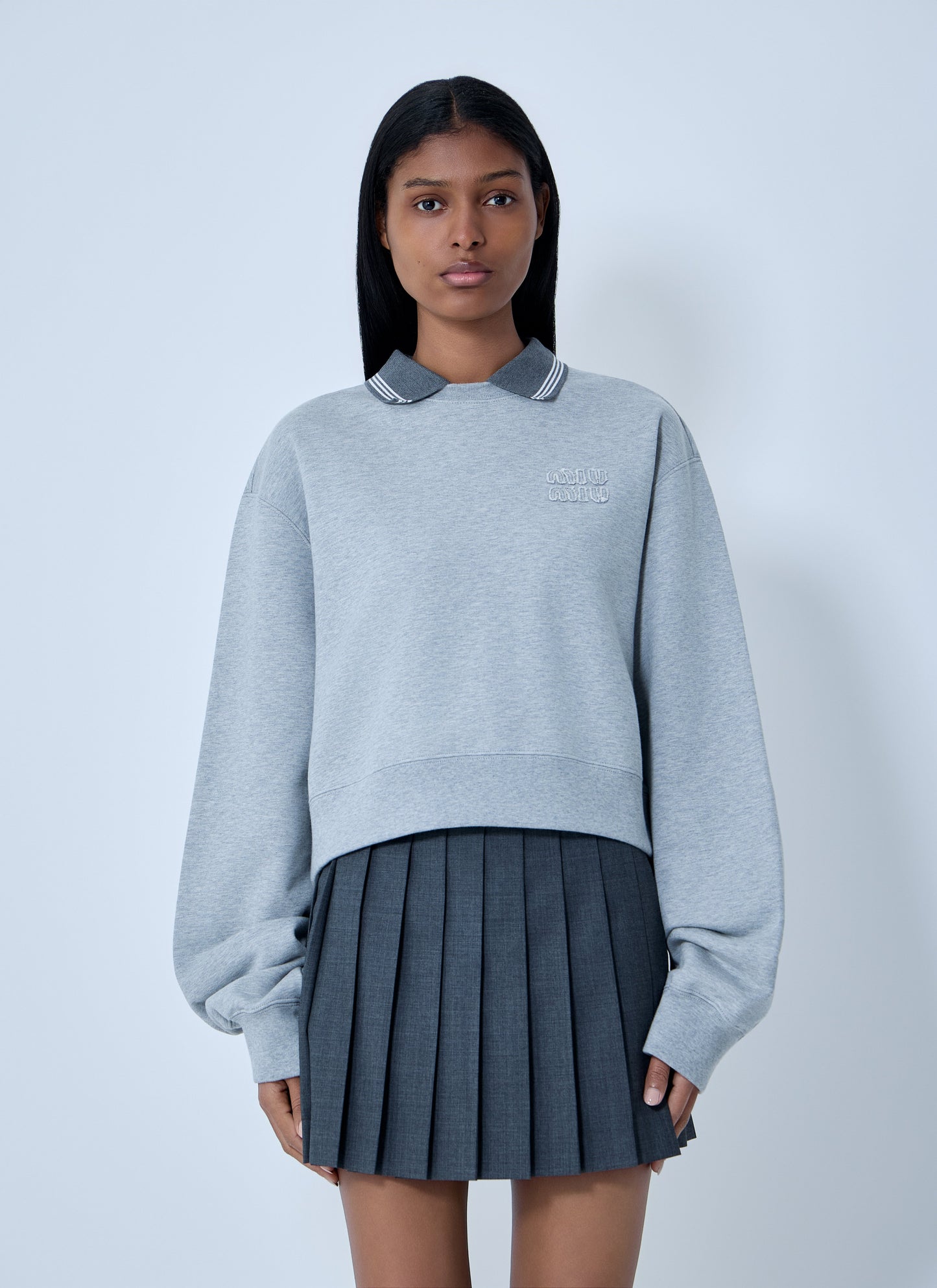Miu Miu Women Logo Motif Fleece Sweatshirt MIU MIU