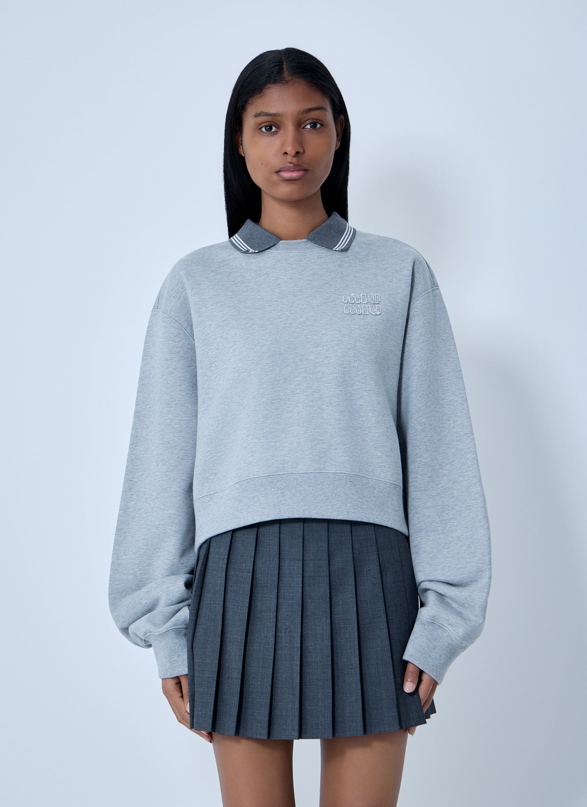 Miu Miu Women Logo Motif Fleece Sweatshirt MIU MIU