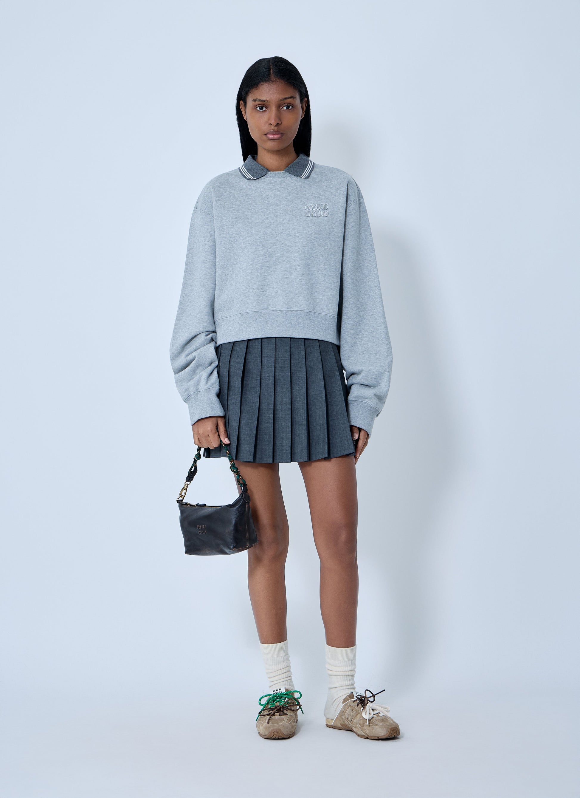 Miu Miu Women Logo Motif Fleece Sweatshirt MIU MIU