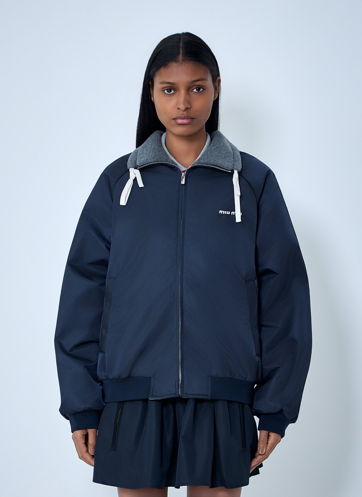 Miu Miu Women Technical Gazar And Fleece Bomber Jacket MIU MIU