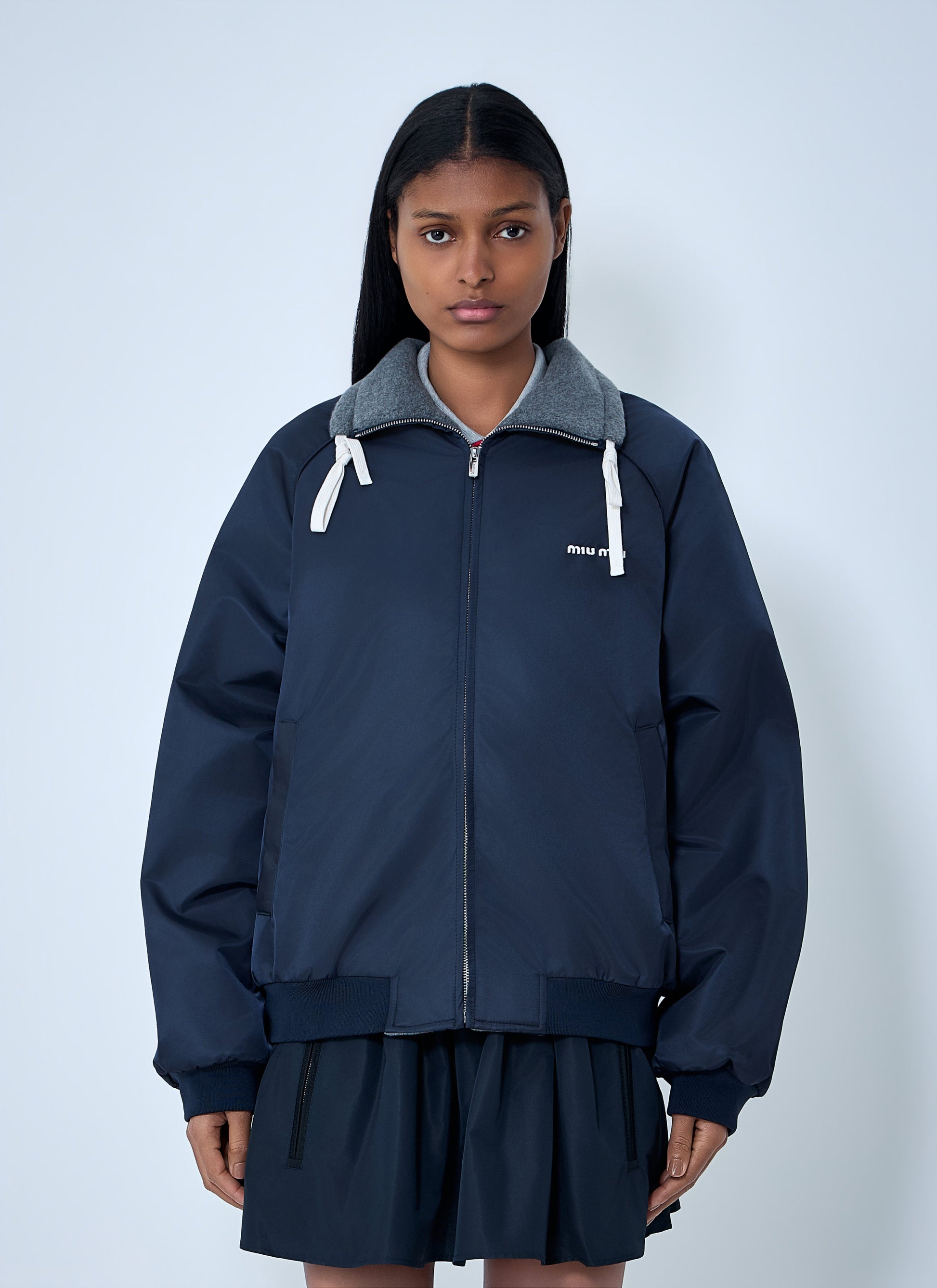 Miu Miu Women Technical Gazar And Fleece Bomber Jacket MIU MIU