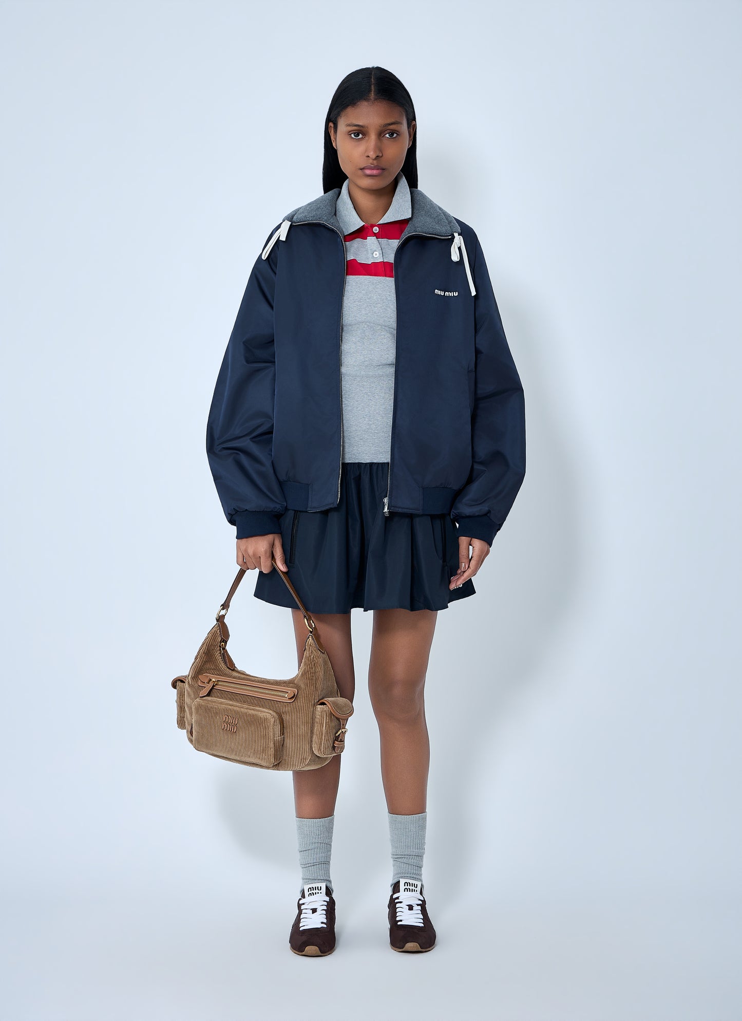 Miu Miu Women Technical Gazar And Fleece Bomber Jacket MIU MIU