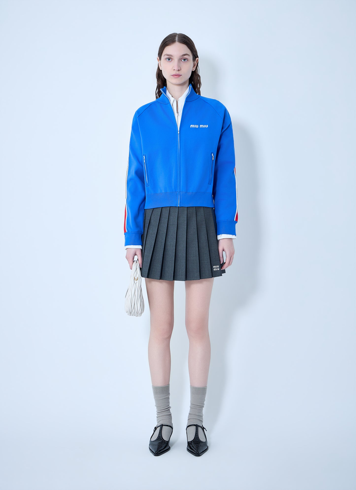 Miu Miu Women Technical Yarn Zipper Sweatshirt MIU MIU