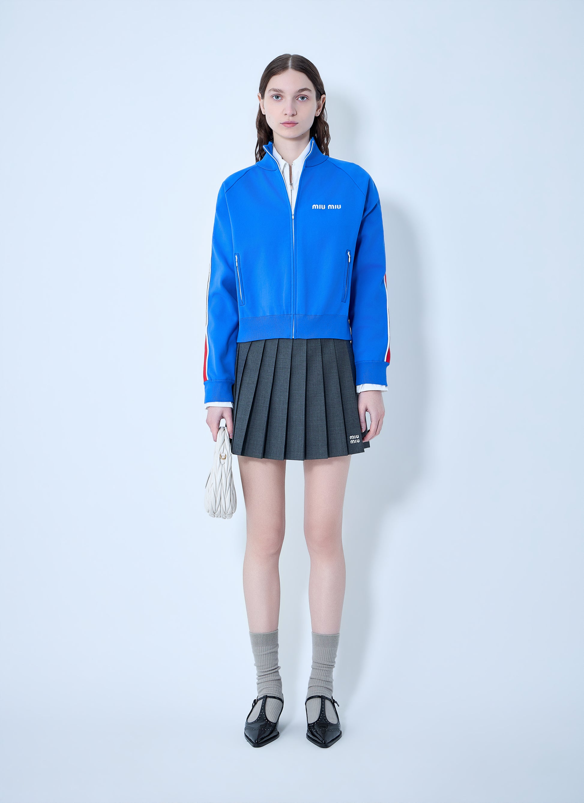 Miu Miu Women Technical Yarn Zipper Sweatshirt MIU MIU
