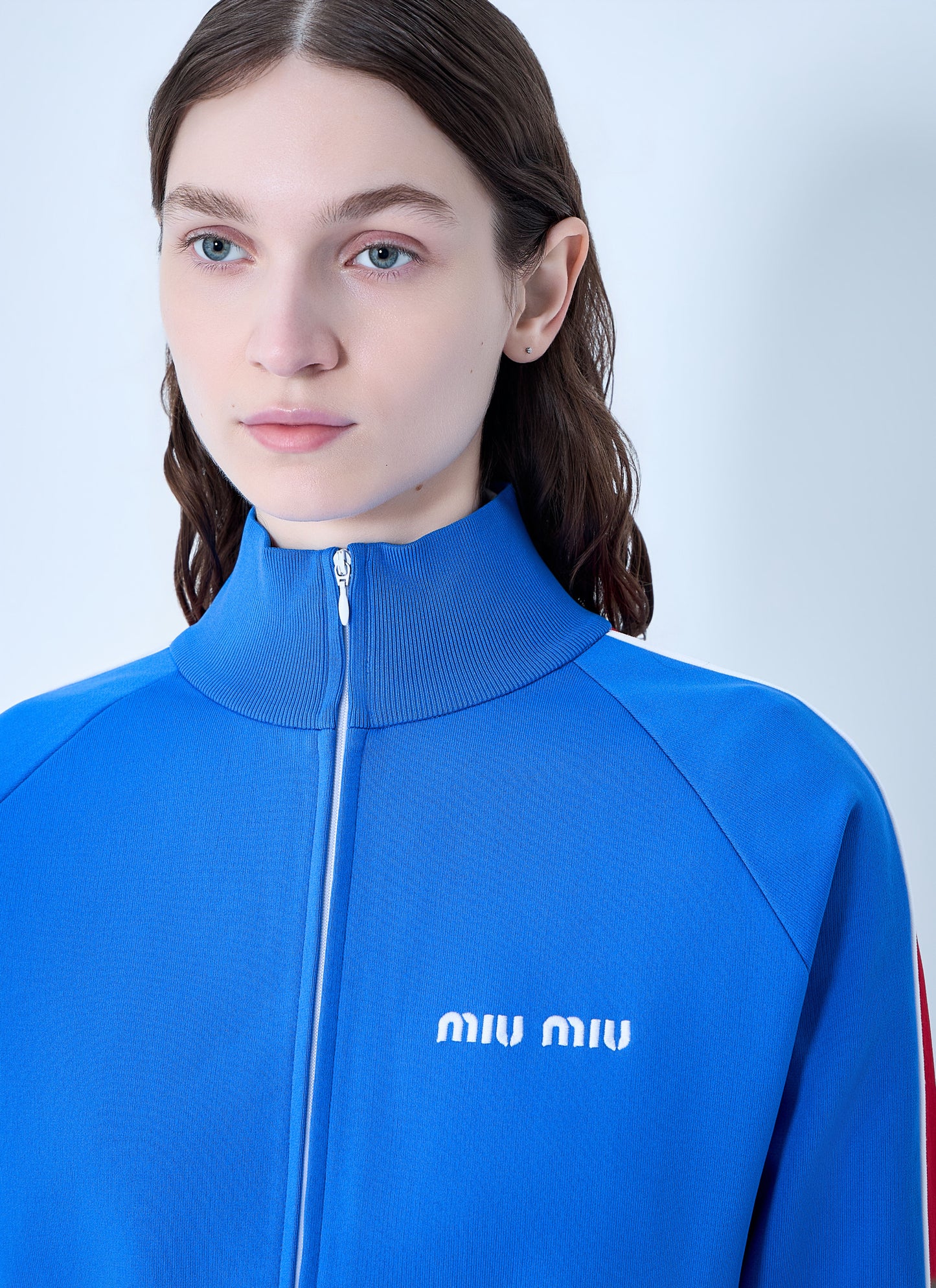 Miu Miu Women Technical Yarn Zipper Sweatshirt MIU MIU