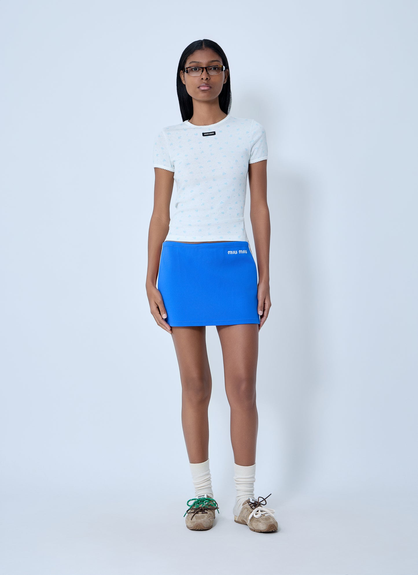Miu Miu Women Logo Motif Mini Skirt MIU MIU