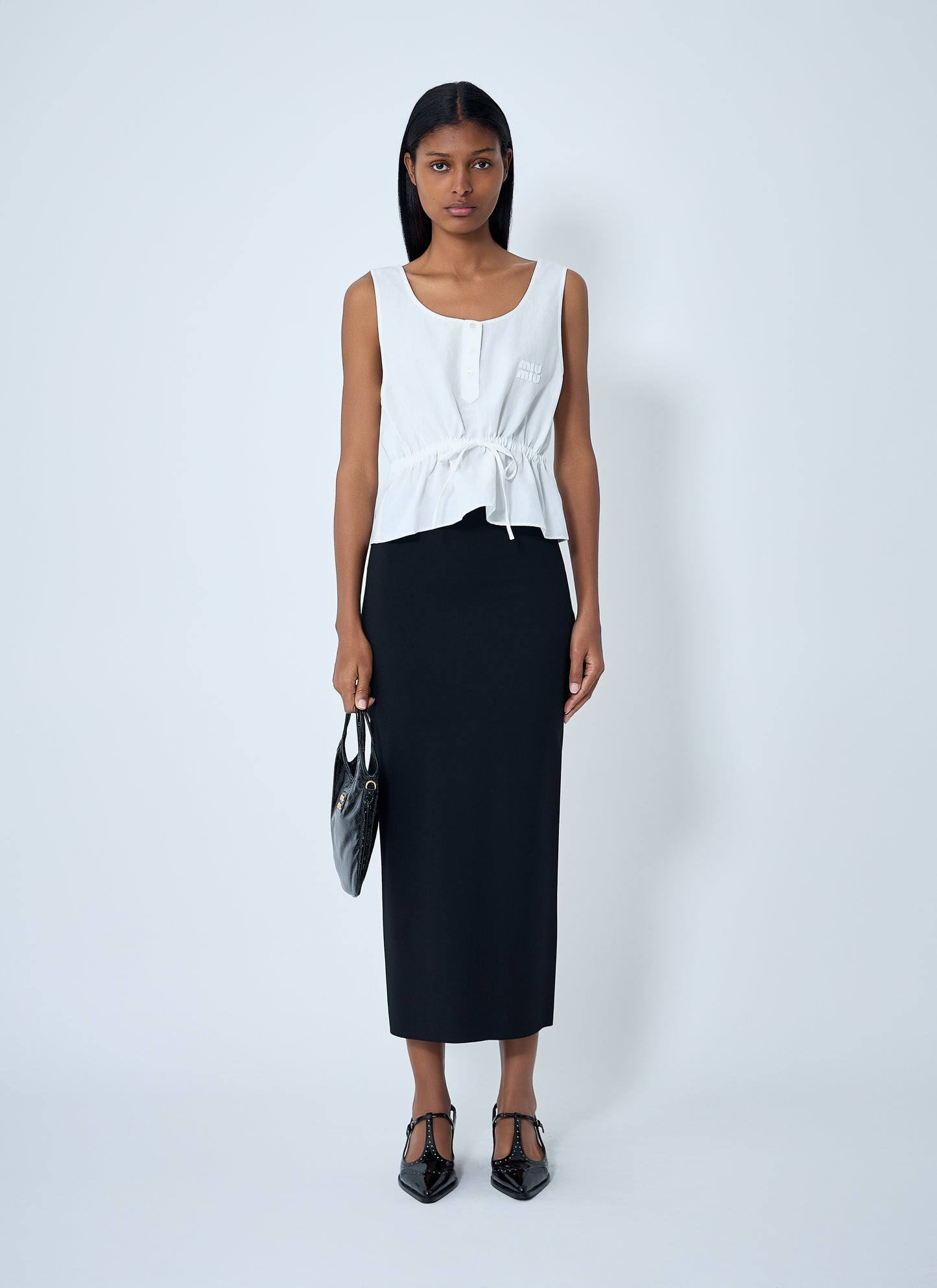 Miu Miu Women Logo Motif Drawstring Top MIU MIU