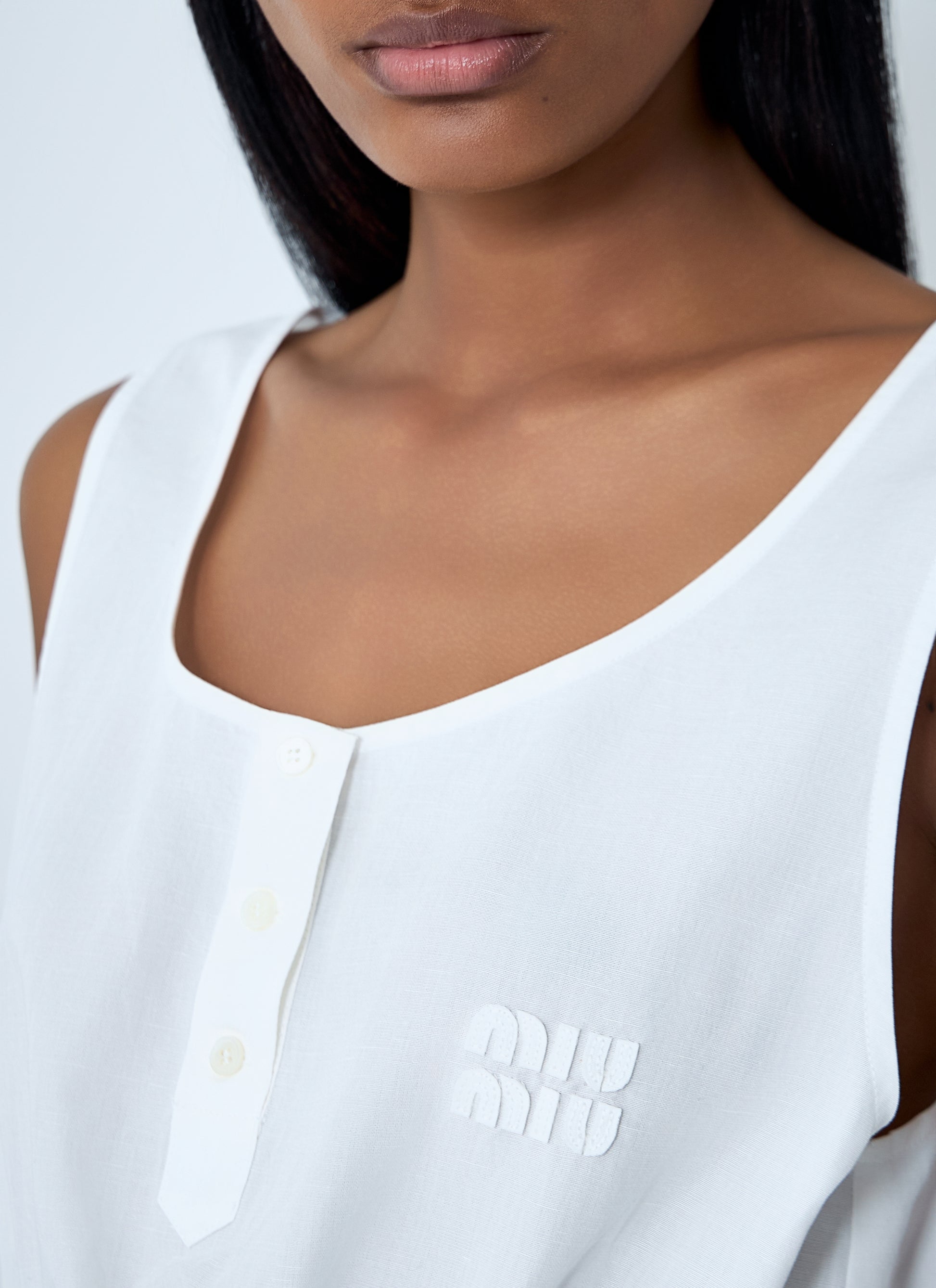 Miu Miu Women Logo Motif Drawstring Top MIU MIU